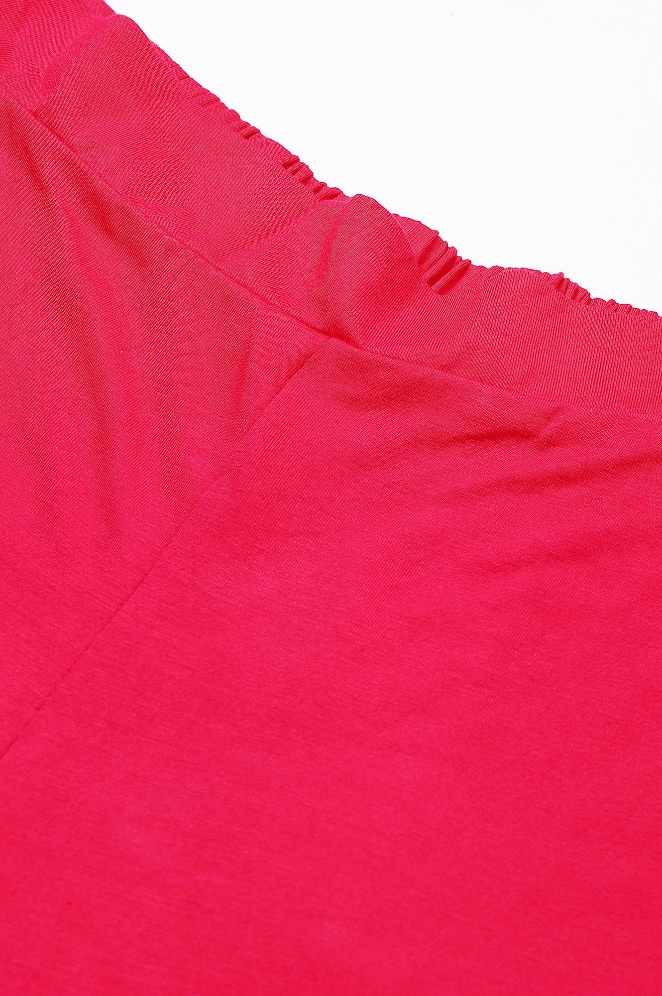 Pink Solid Flared Palazzo With Elasticated Waist - Image 6