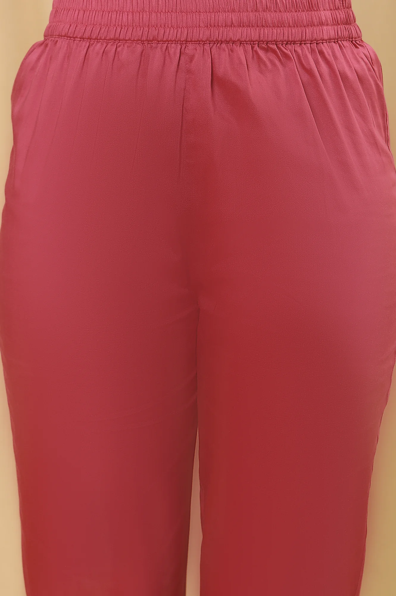 Pink Panlled Embroidered Kurta And Pants Set - Image 8
