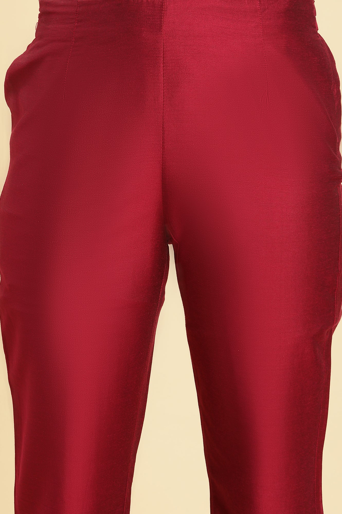 Pink Slim Pants with Embroidered Hemline - Image 6
