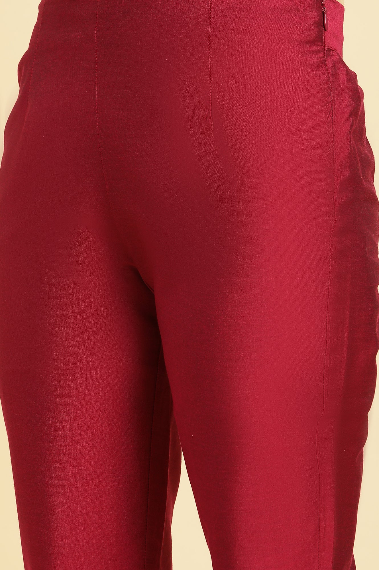 Pink Slim Pants with Embroidered Hemline - Image 7