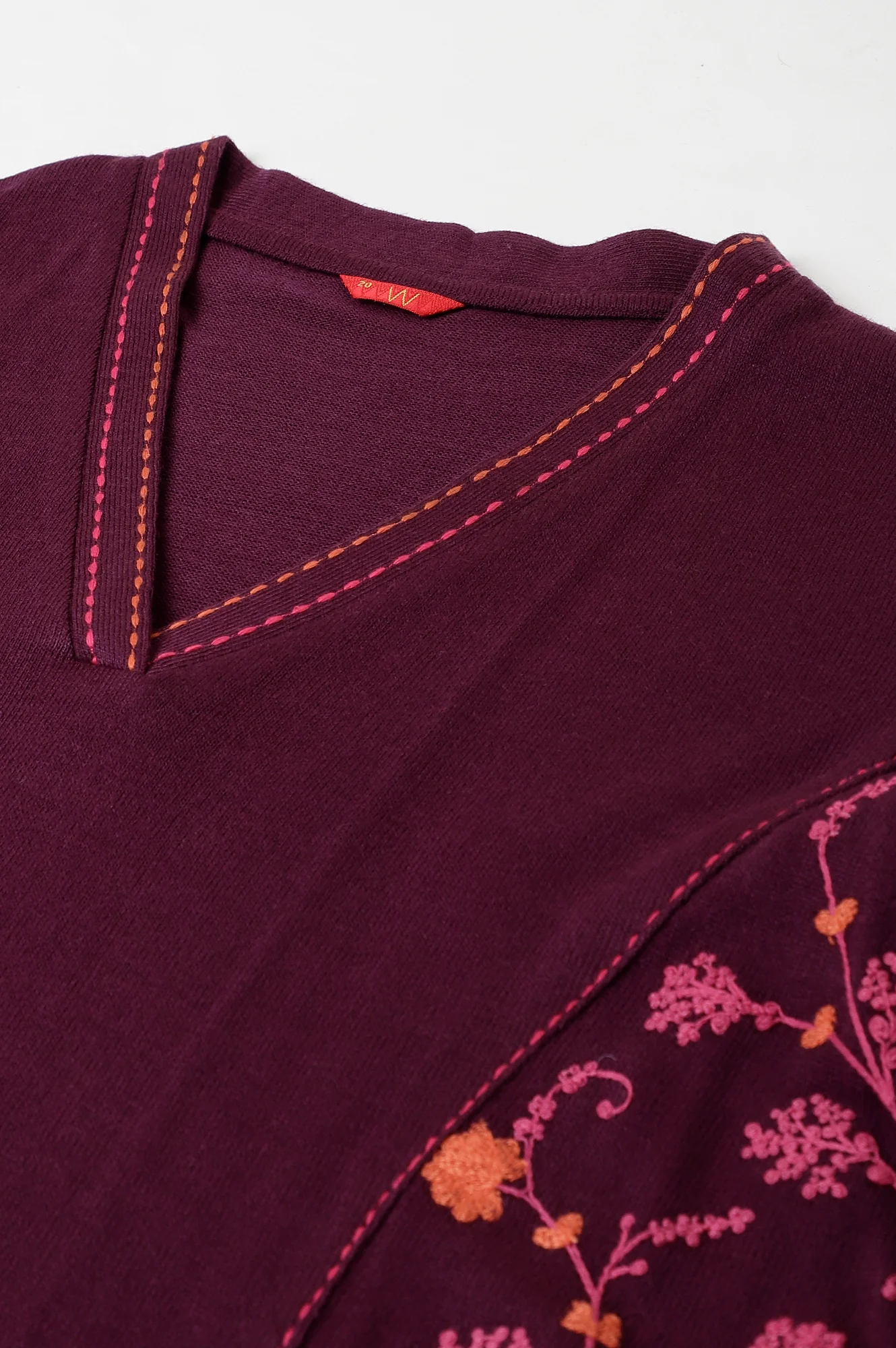 Purple A-Line Embroidered Plus Size Winter kurta - Image 7