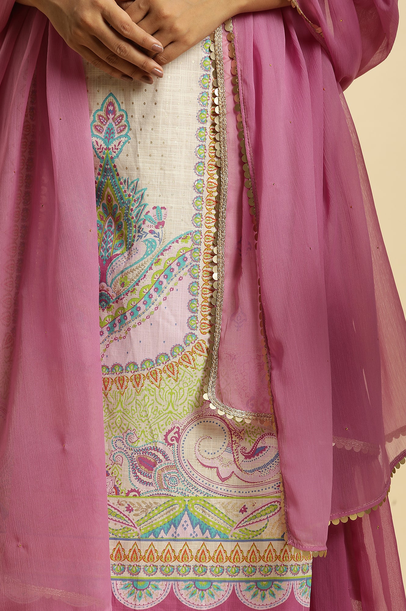 Purple Chiffon Embellished Dupatta - Image 5