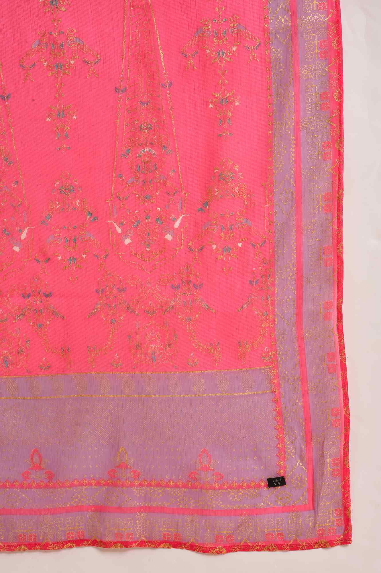 Purple Embroidered kurta, Pants And Dupatta Set - Image 9