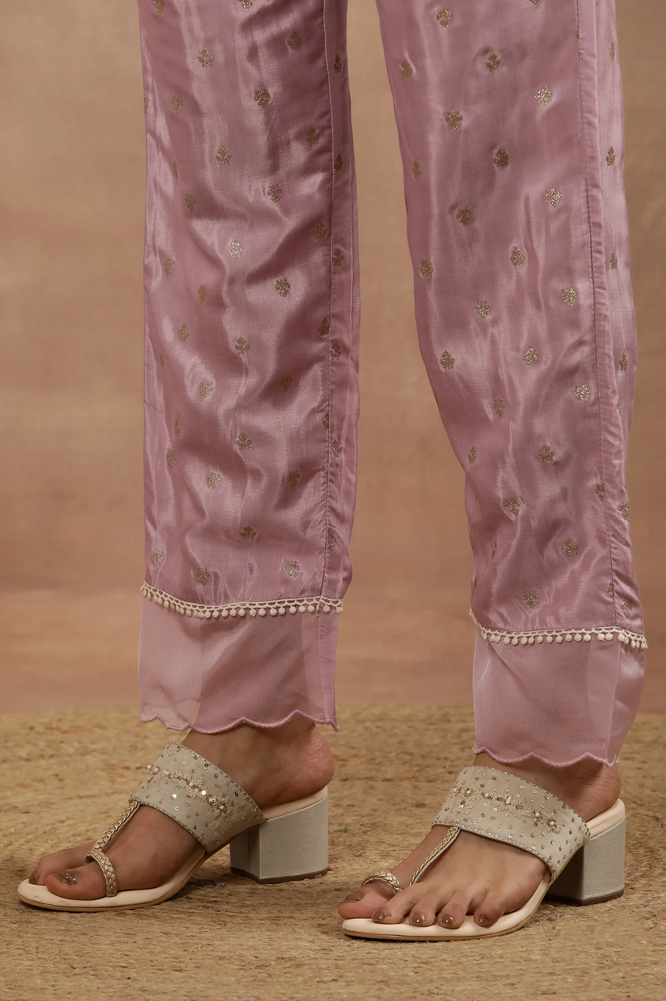 Purple Embroidered Kurta, Pants And Dupatta Set - Image 10