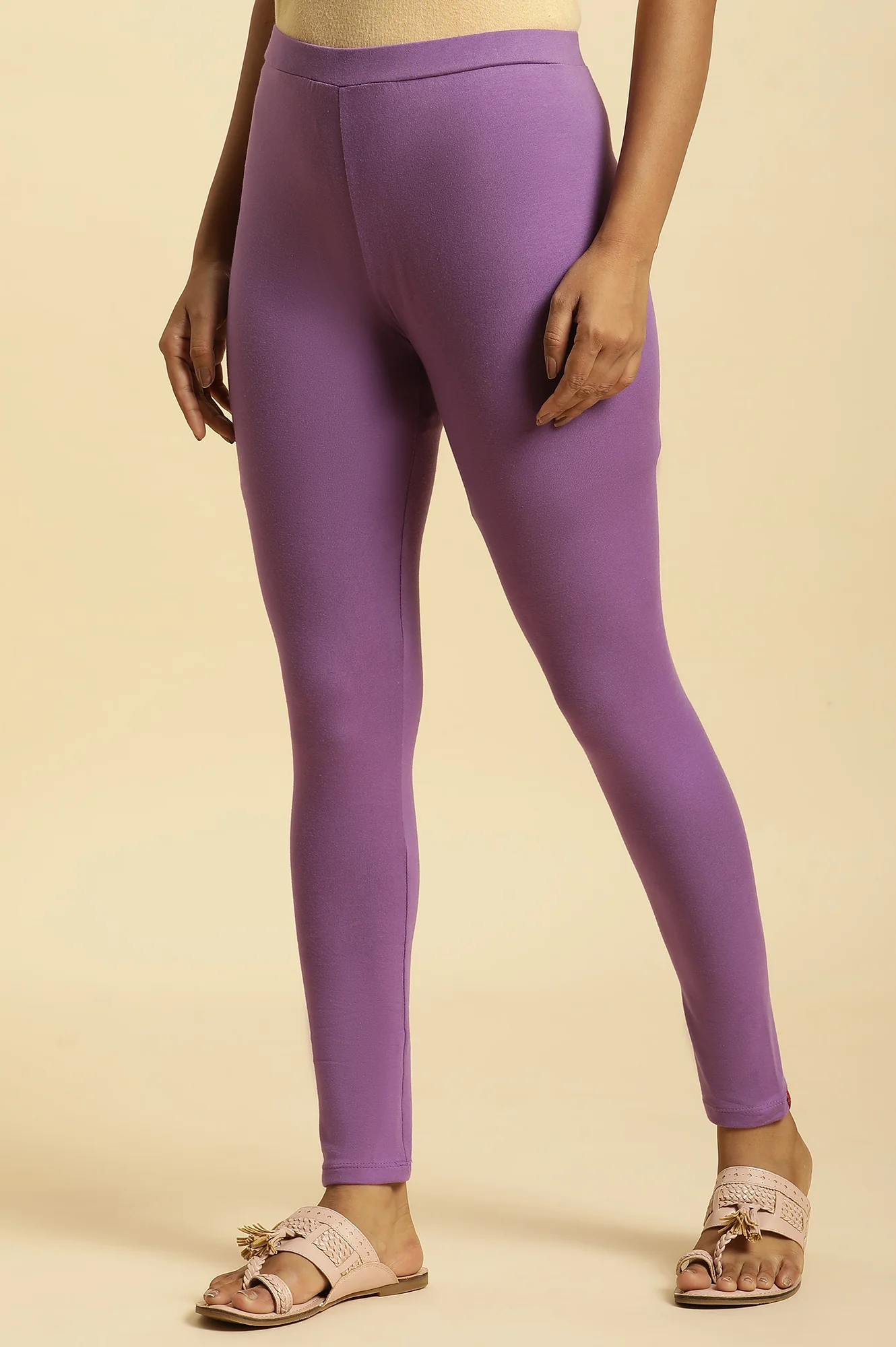 Purple Knitted Solid Tights - Image 2