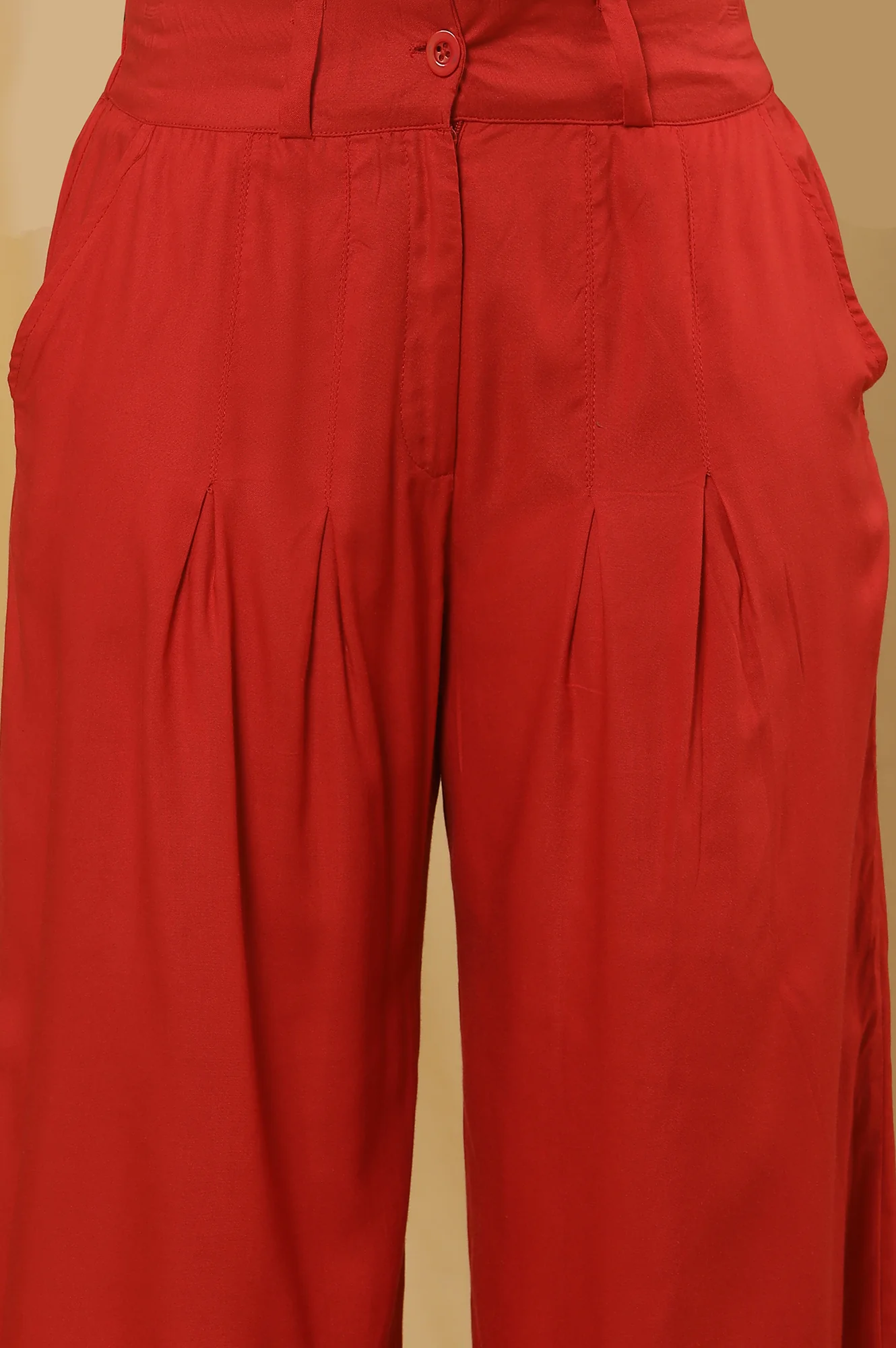 Red Dobby Embroidered Kurta, Pants And Dupatta Set - Image 8