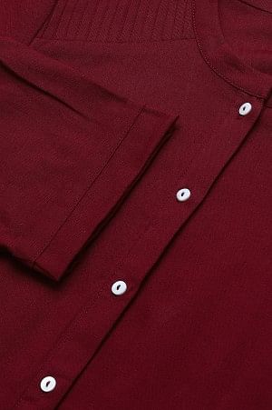 Red Half Placket Shirt kurta - Image 7