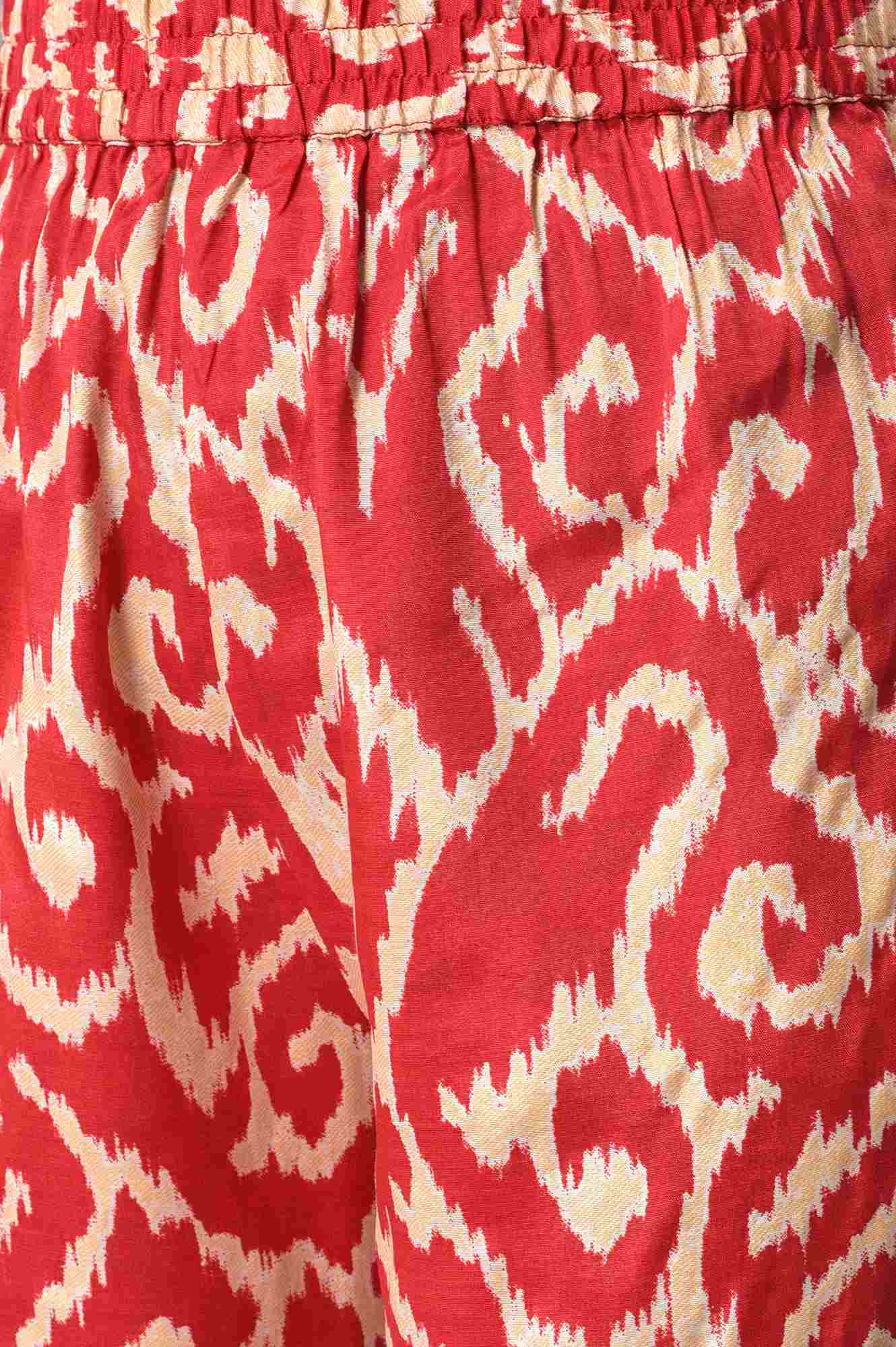 Red Ikkat Printed kurta with Slim Pants Co-ord Set - Image 7