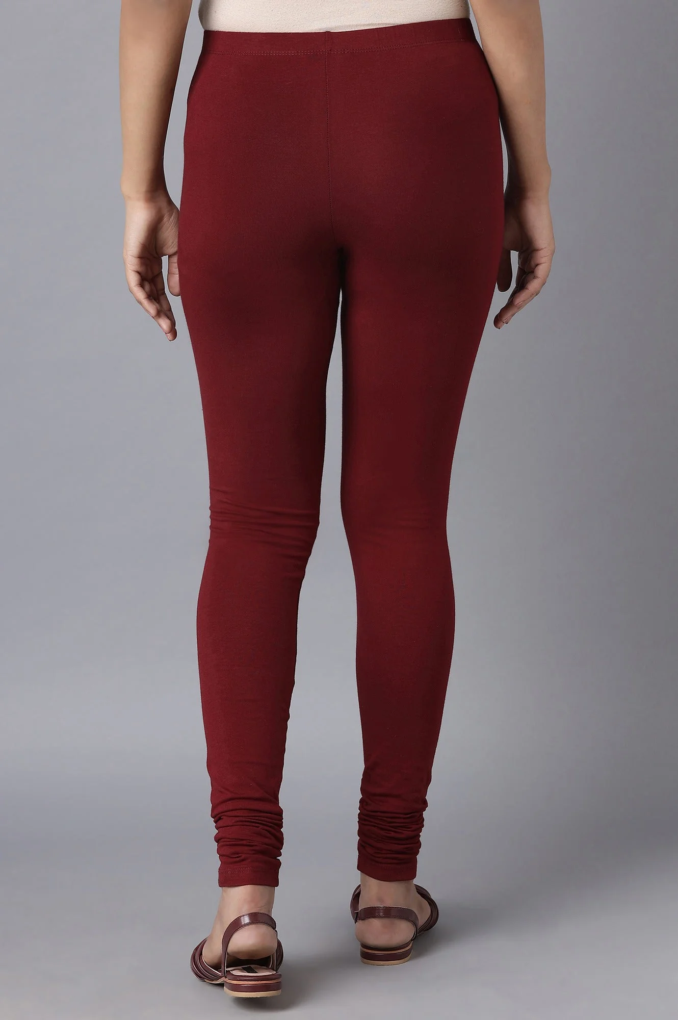 Maroon Skin Fit Churidar - Image 2