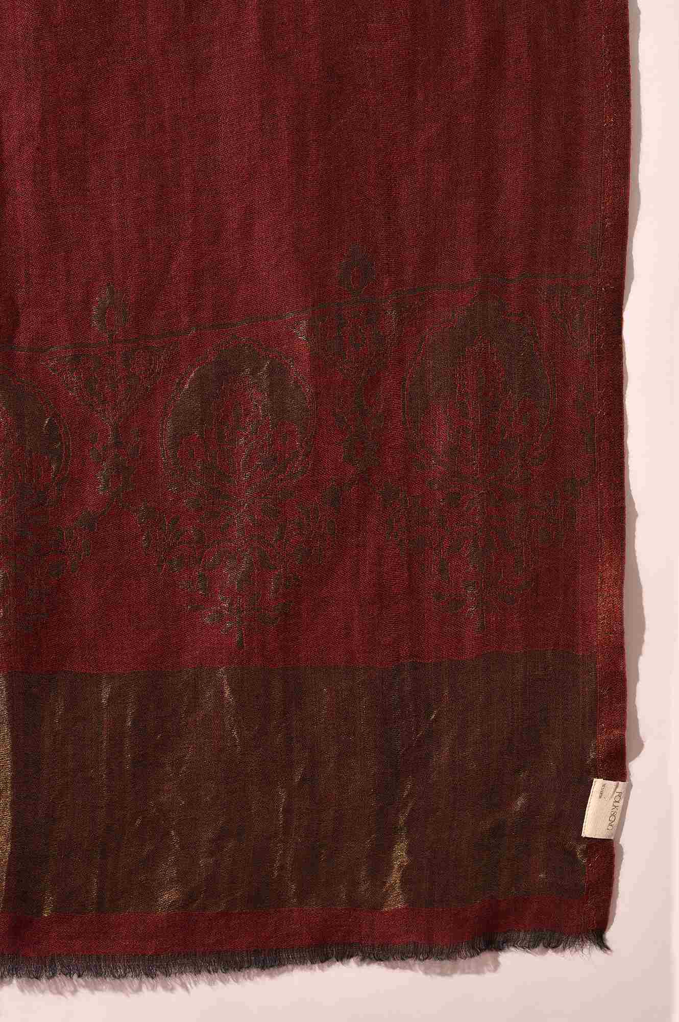 Red Yarn Dyed Woollen Shawl - Image 4