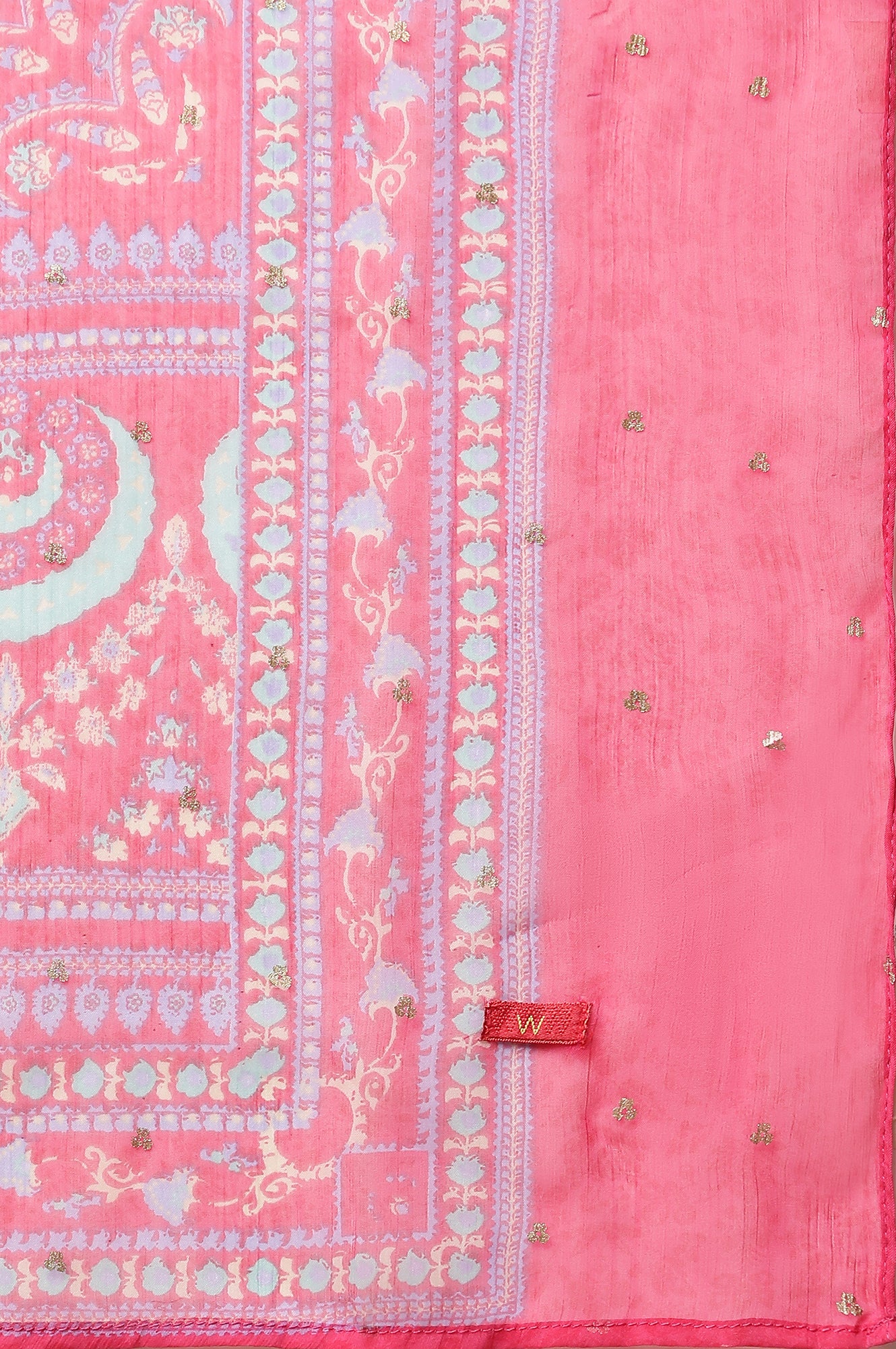 Royal Blue Glitter Printed A-Line Kurta, Tights And Dupatta Set - Image 8