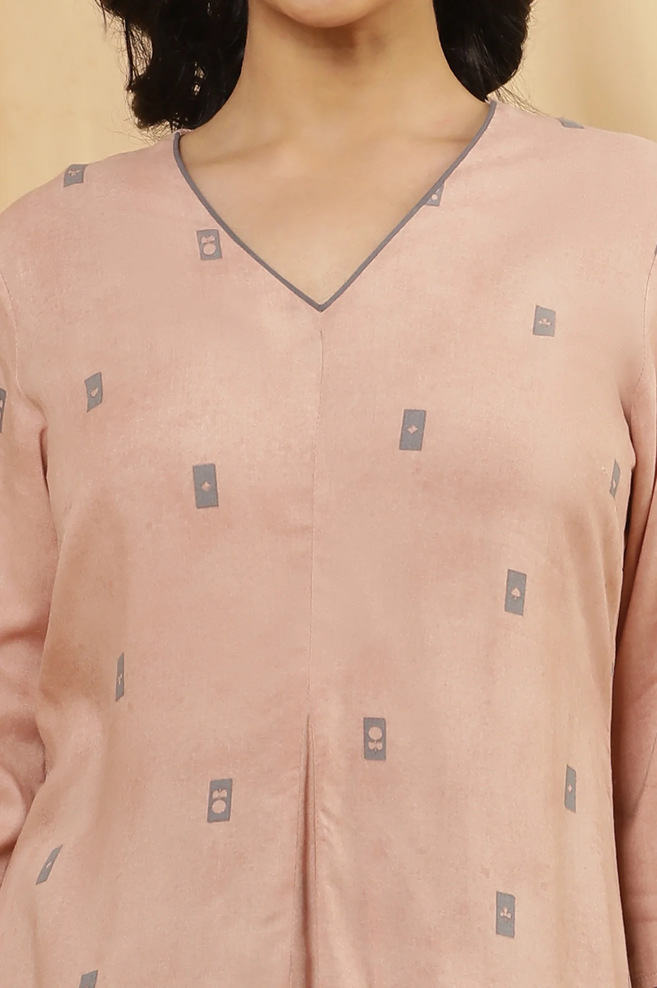 Salmon Pink A-Line Kurta And Flared Pants - Image 6