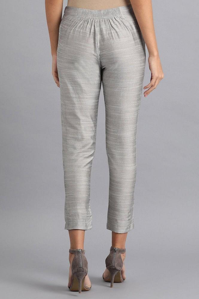 Silver Solid Trousers - Image 5