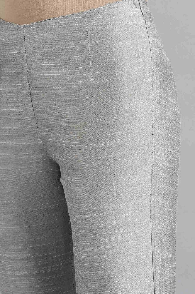 Silver Solid Trousers - Image 6