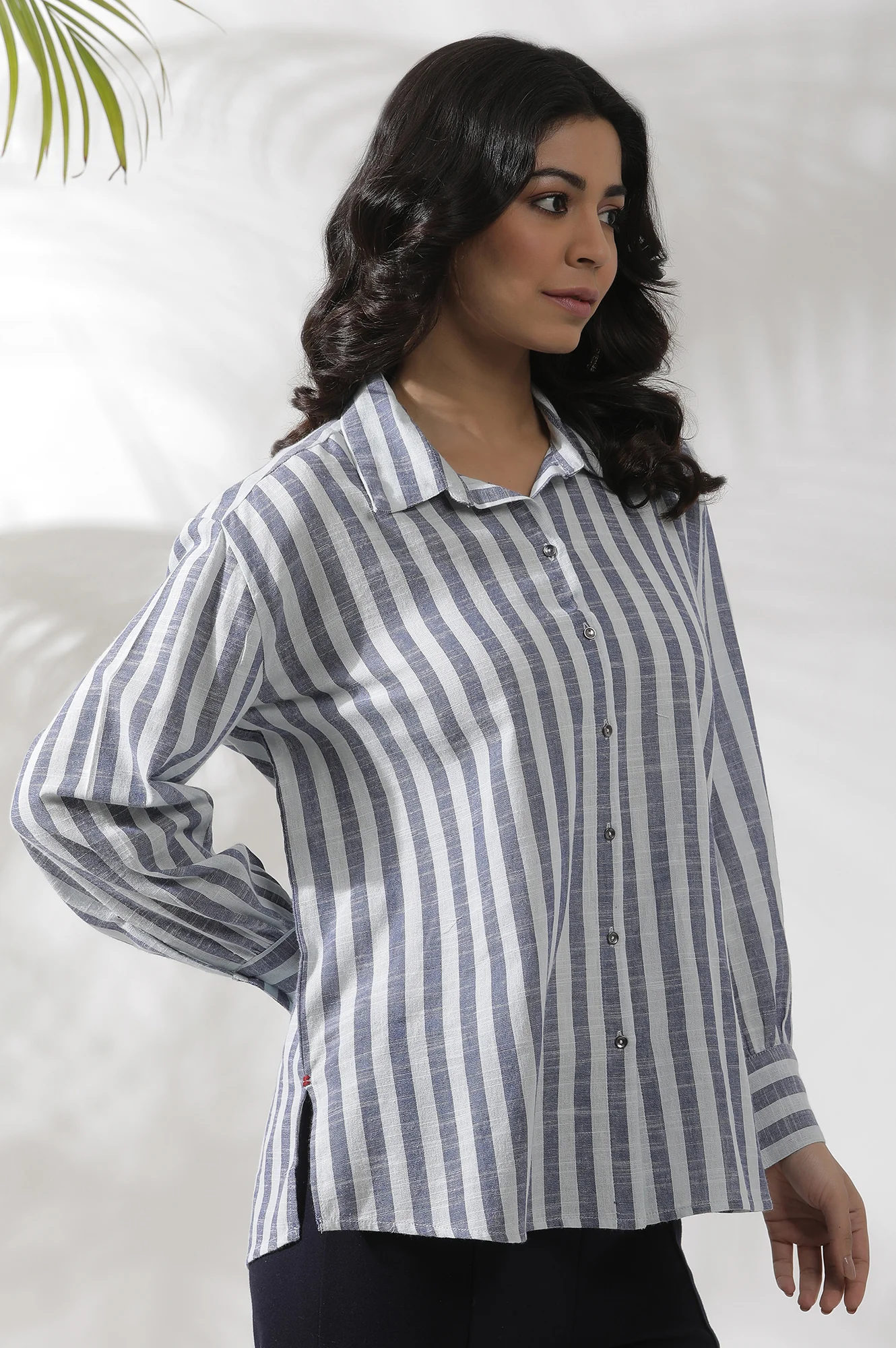 White Cotton Striped Shirt - Image 4