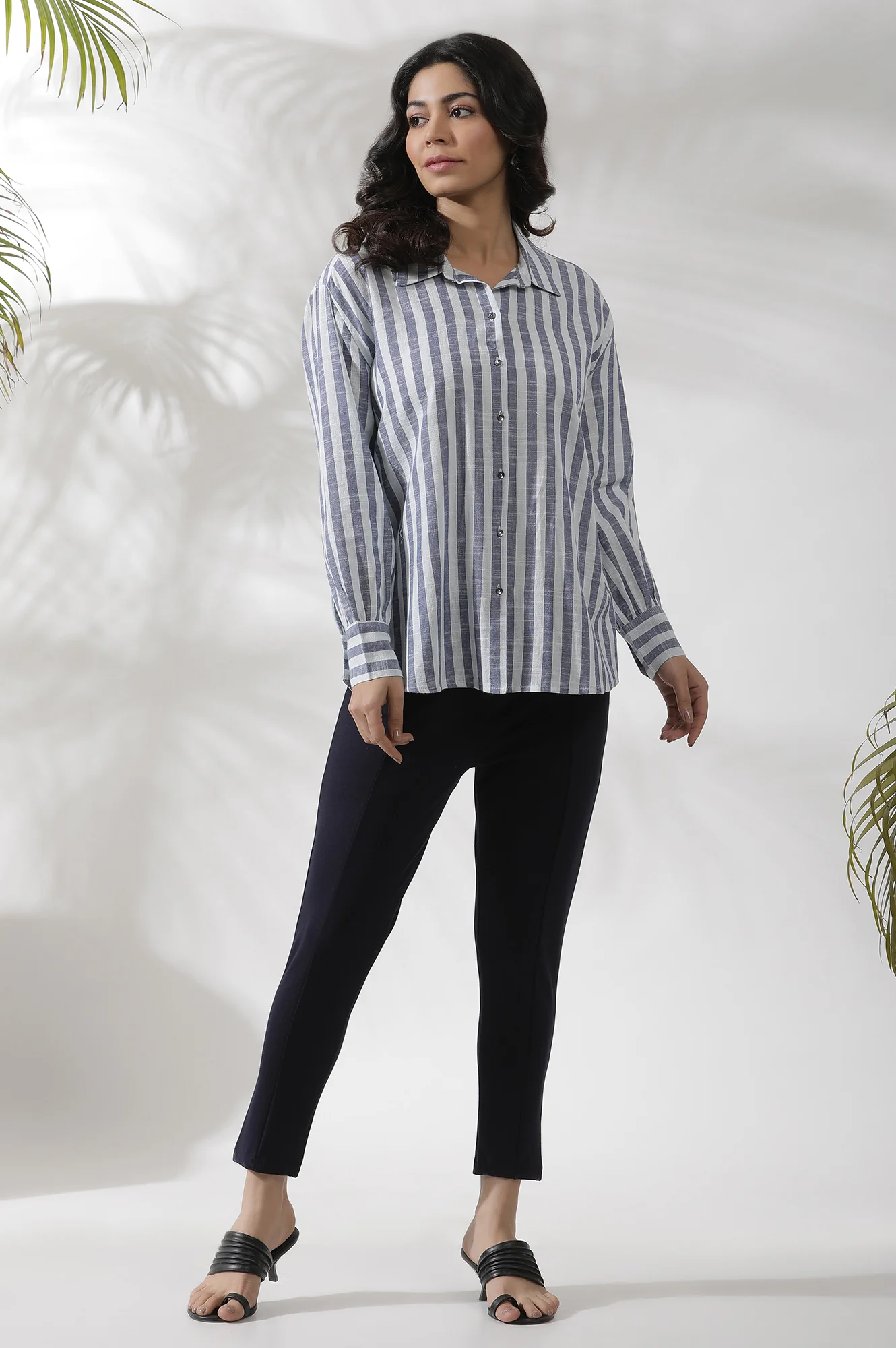 White Cotton Striped Shirt - Image 5