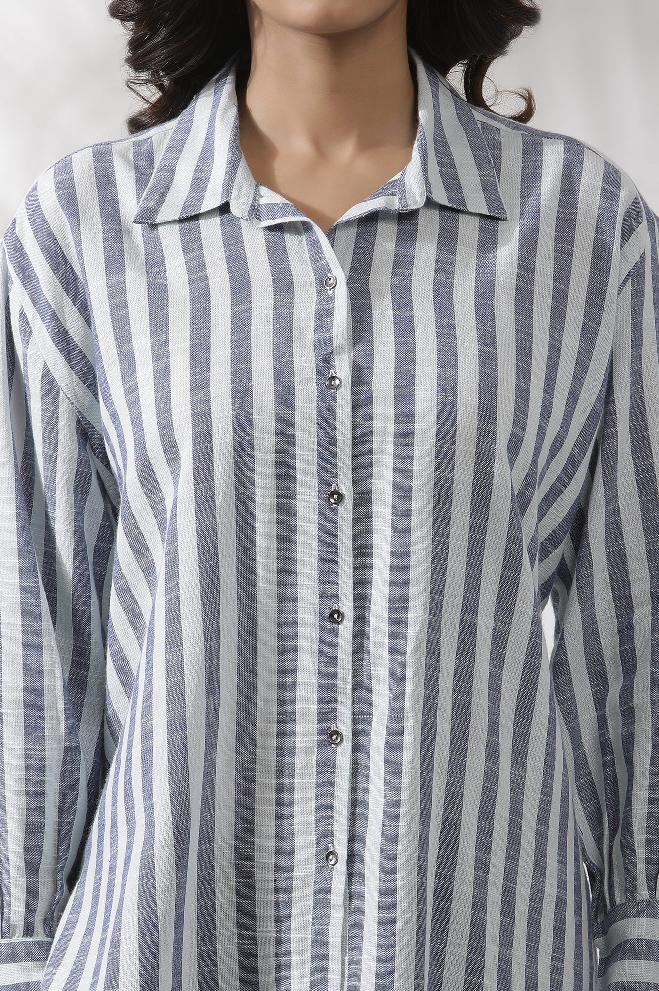 White Cotton Striped Shirt - Image 6