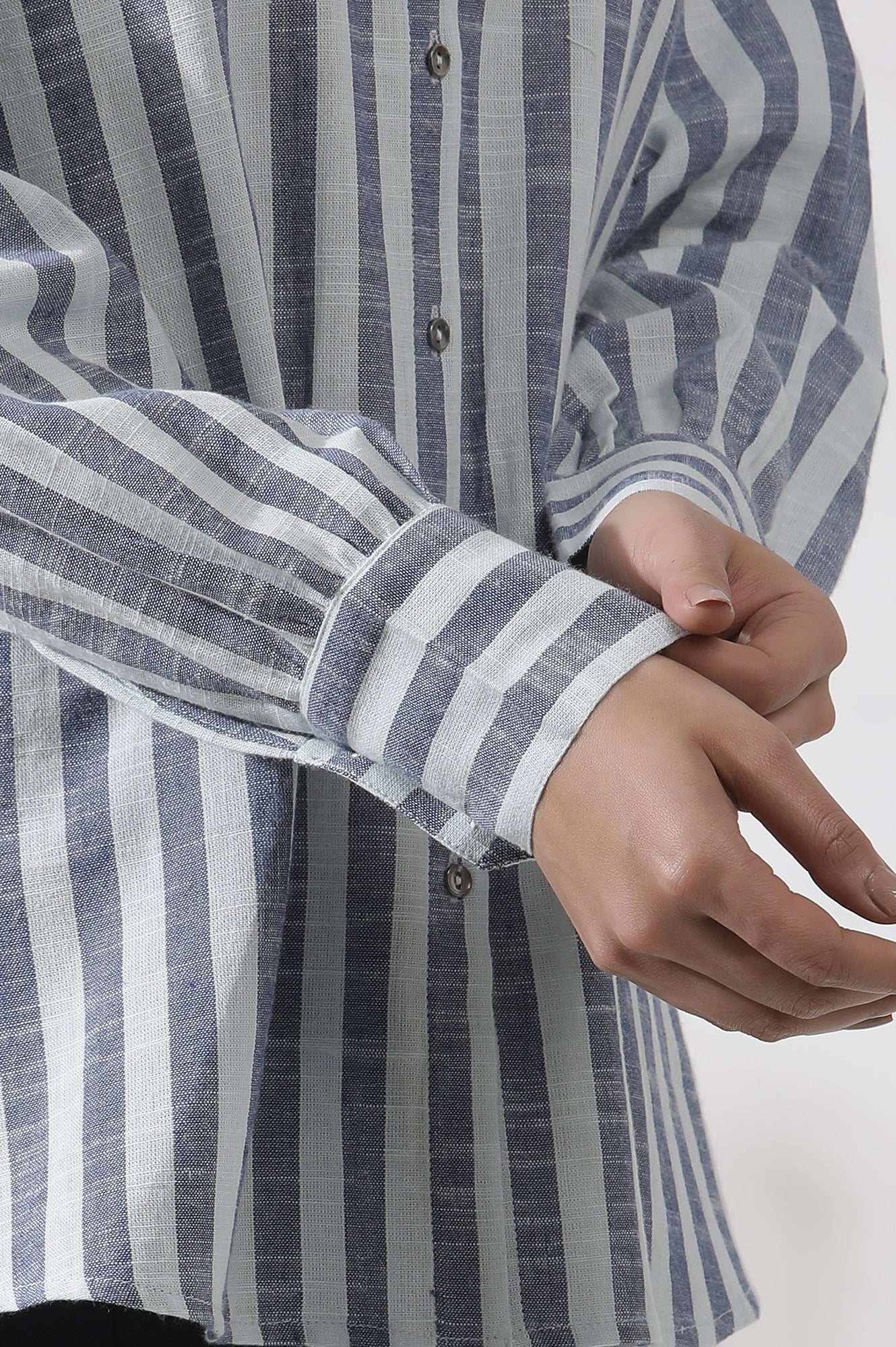 White Cotton Striped Shirt - Image 7