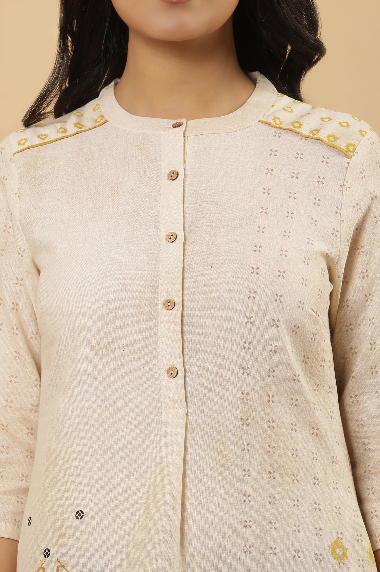 White Geometric Printed Kurta And Trousers Set - Image 6