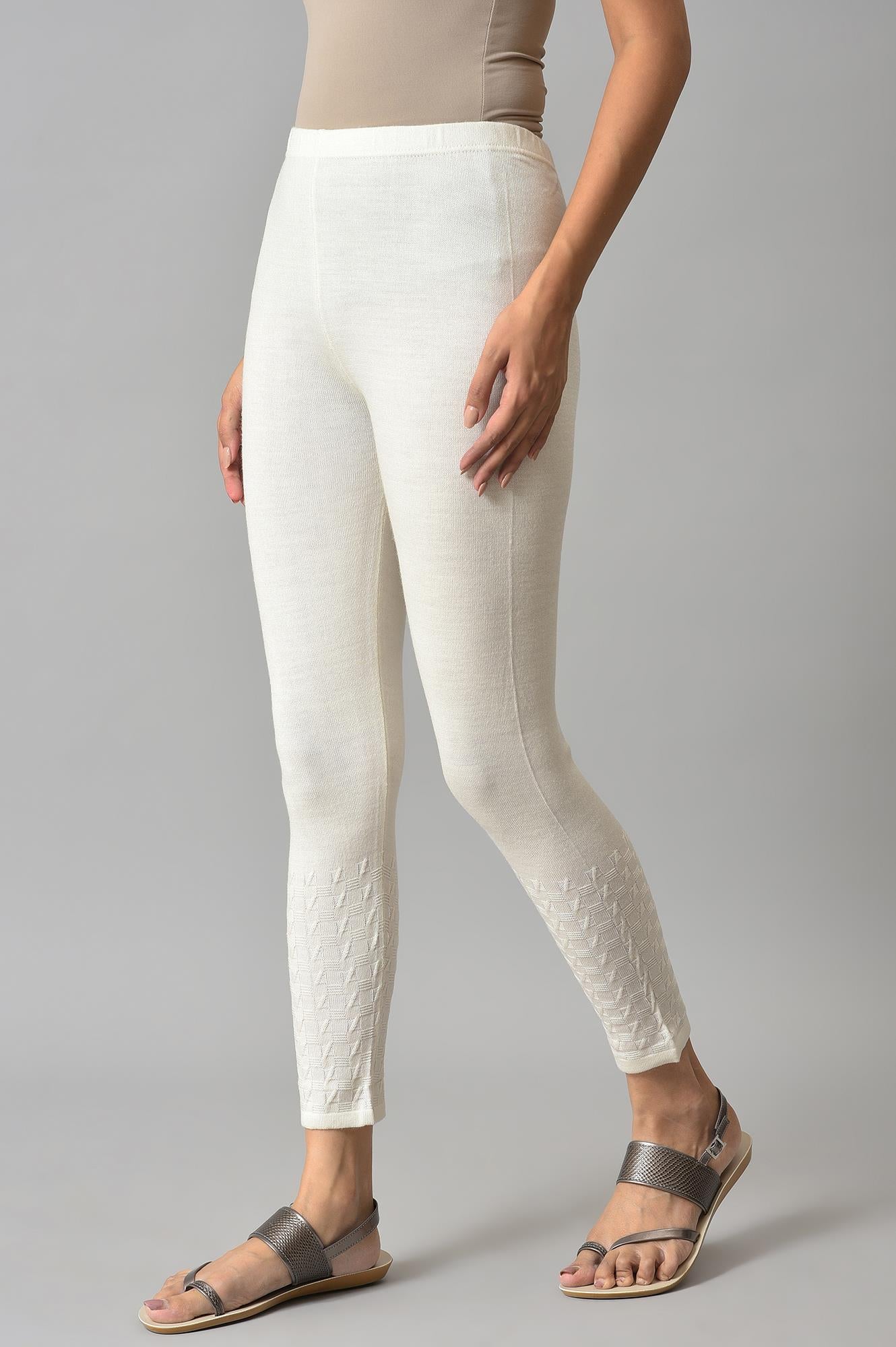 White Solid Skinny Tights With Elasticated Waistband - Image 3