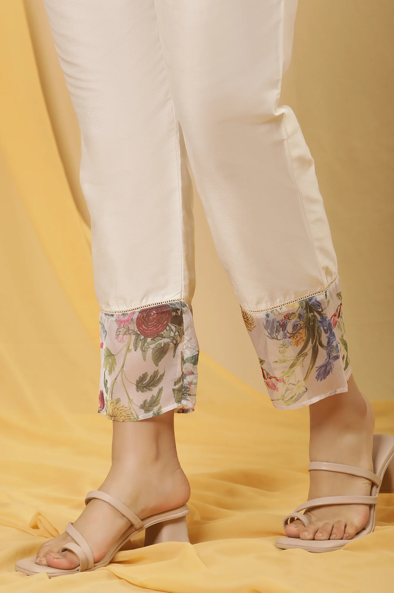 White Layered Organza Floral Printed Kurta - Image 10