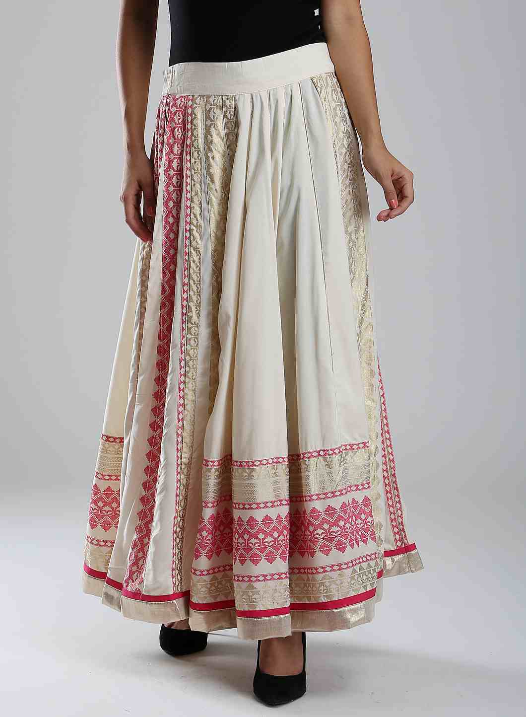 White & Pink Printed Skirt - Image 2
