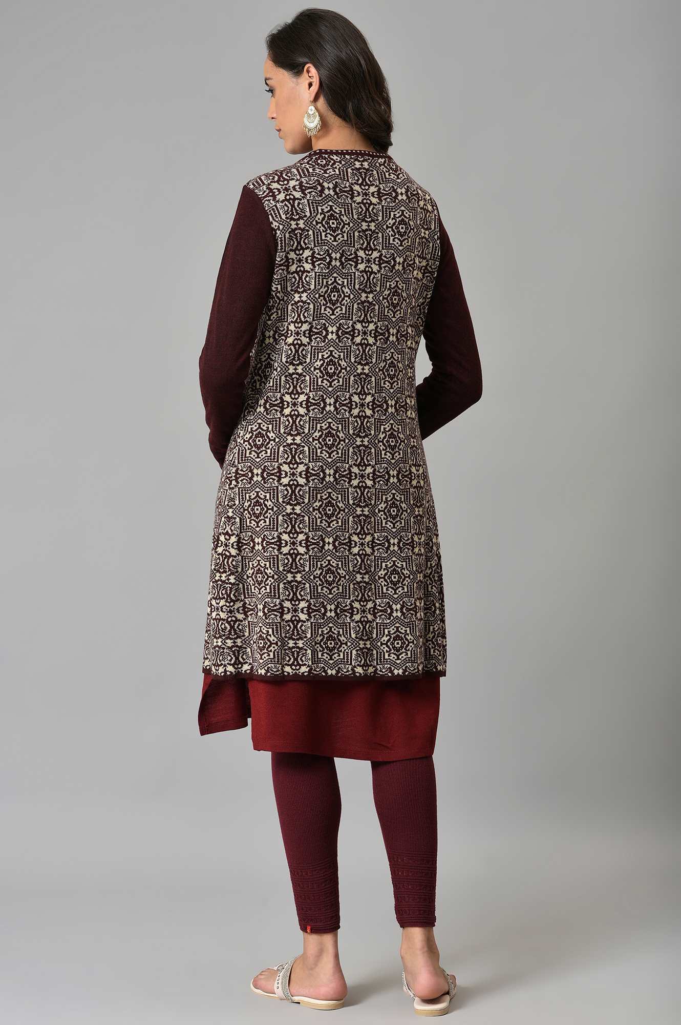 Wine Knitted Cardigan - Image 2