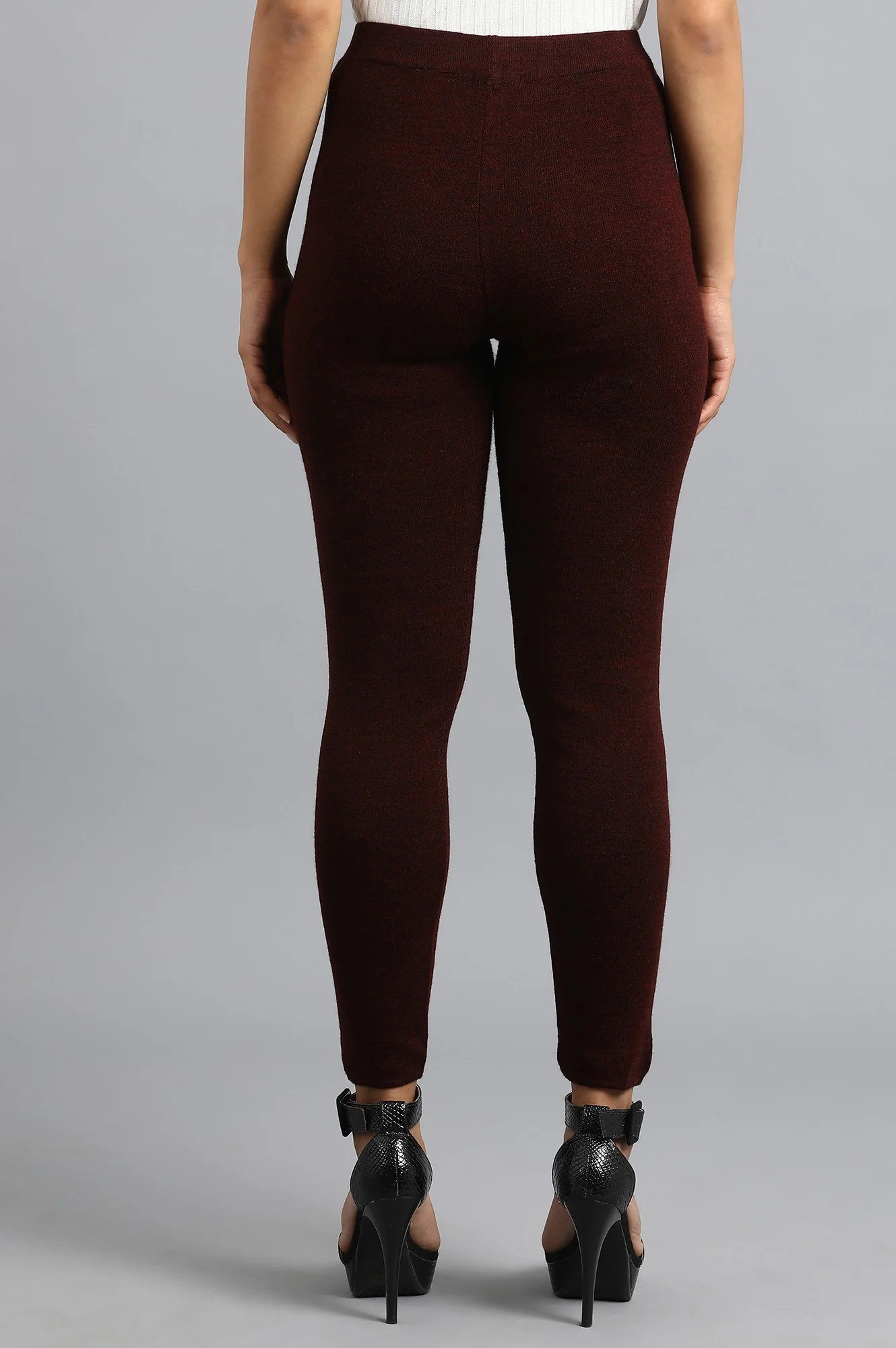 Wine Woollen Leggings - Image 2