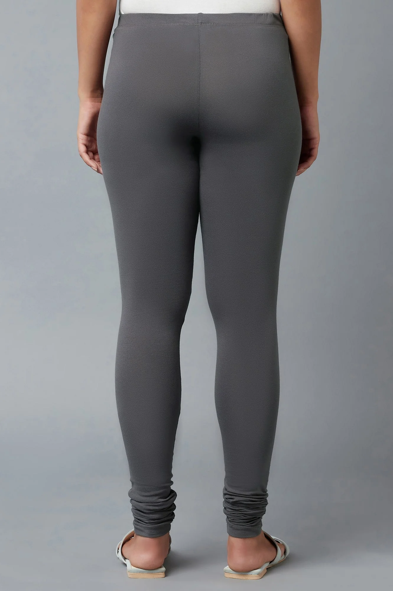 Grey Ankle Length Cotton Lycra Churidar - Image 2