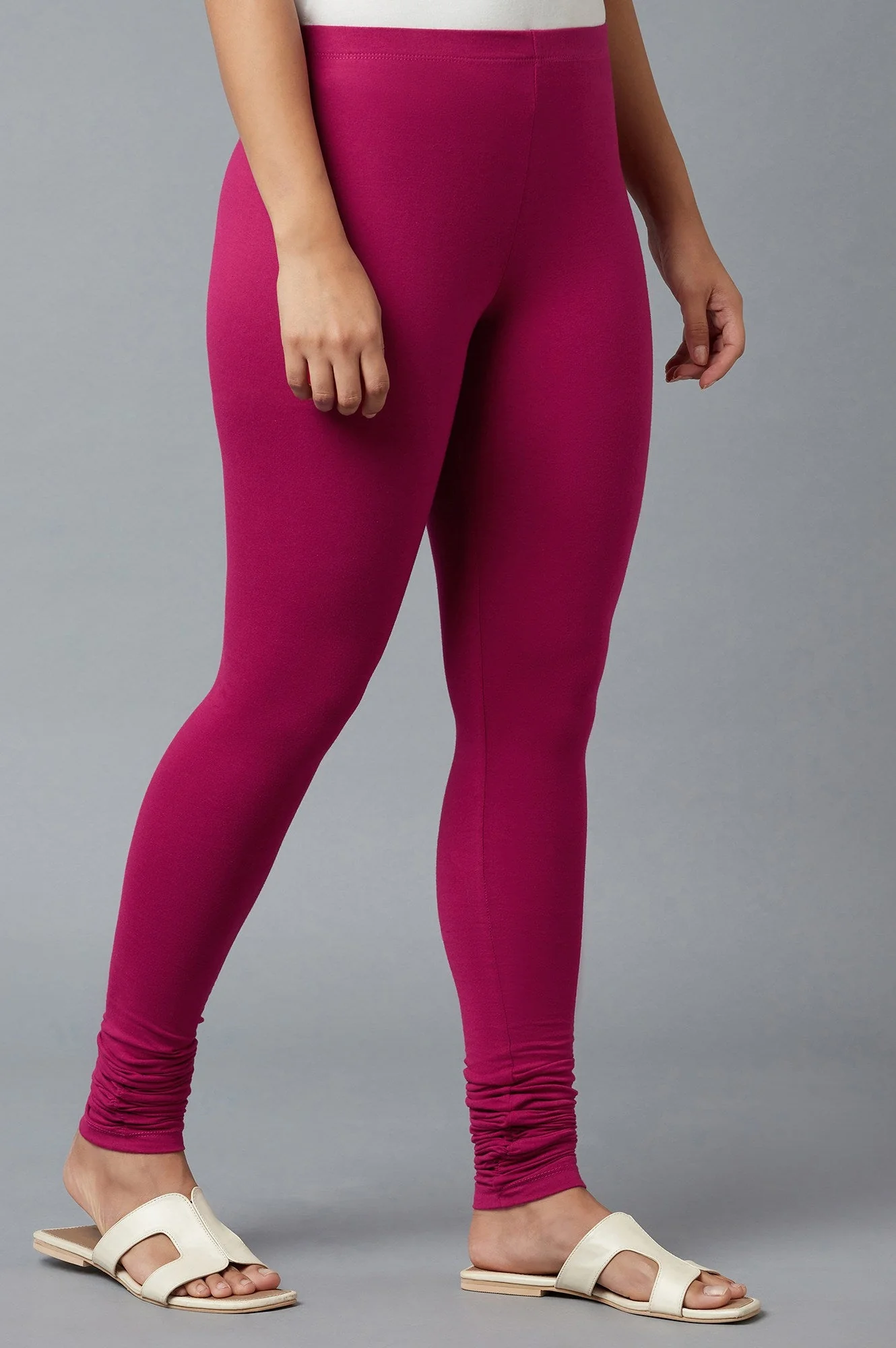 Women Pink Ankle Length Cotton Lycra Churidar - Image 4