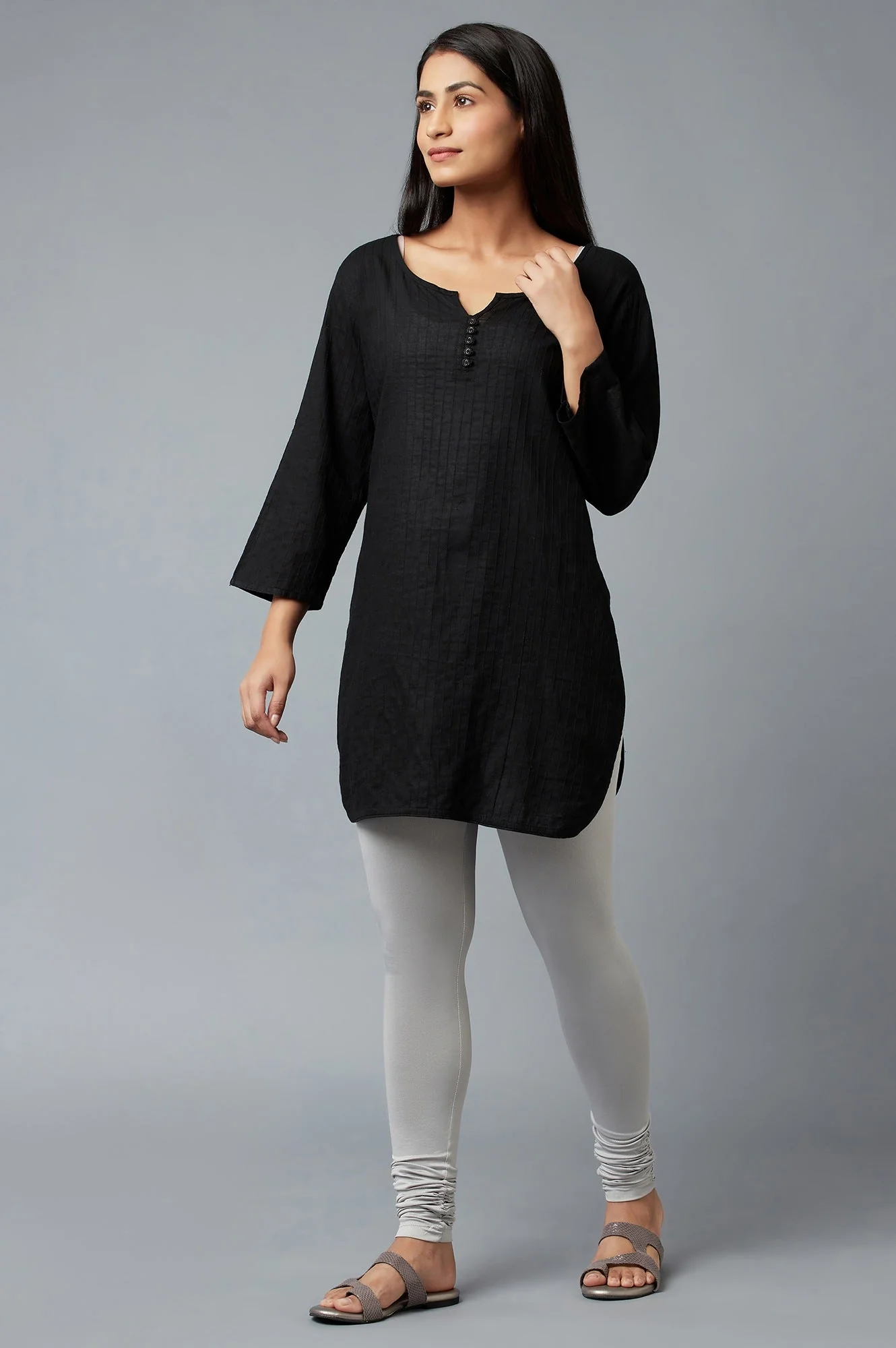 Women Silver Ankle Length Poly Lycra Churidar - Image 5