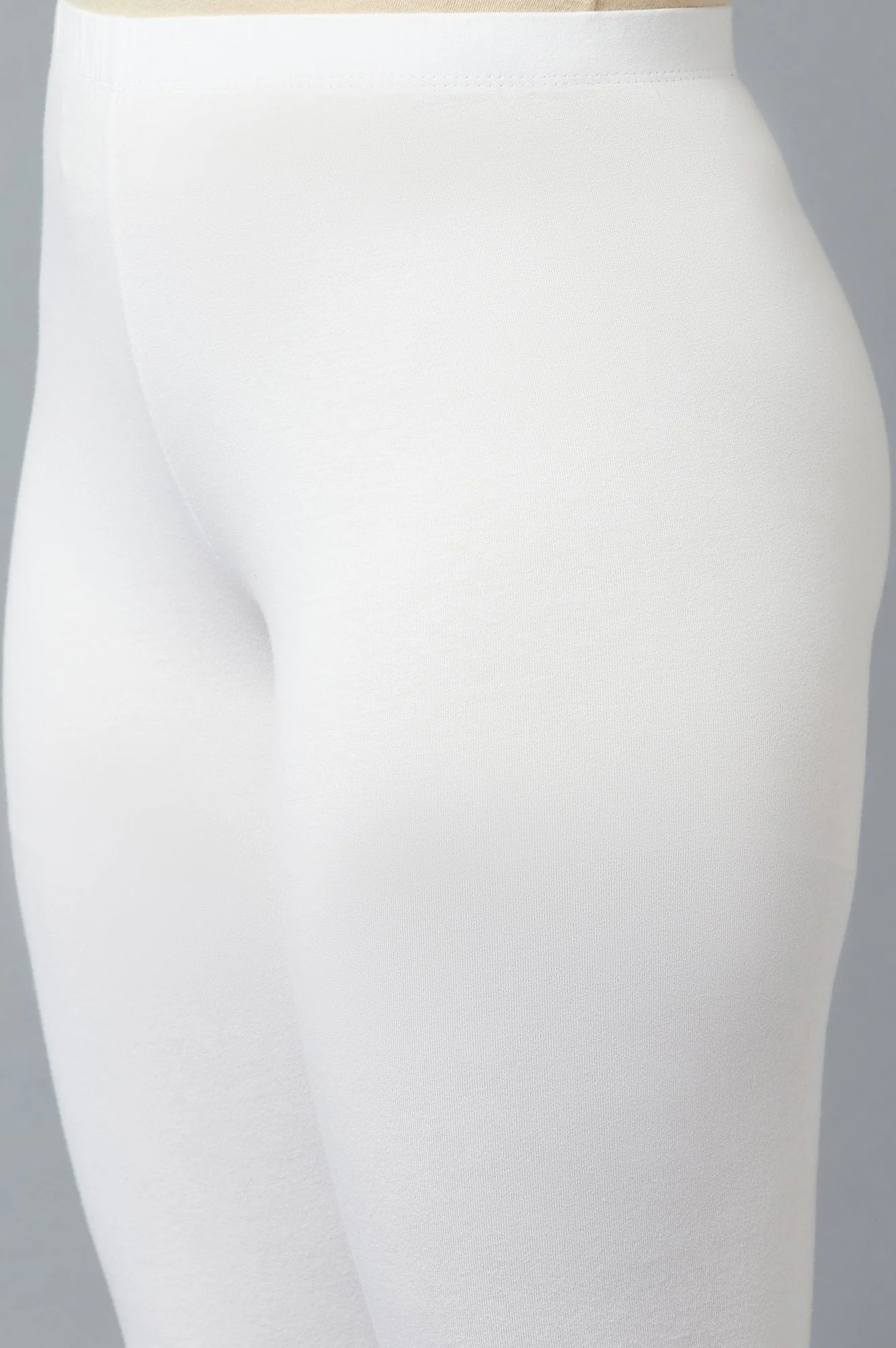 Women White Ankle Length Cotton Lycra Churidar - Image 6