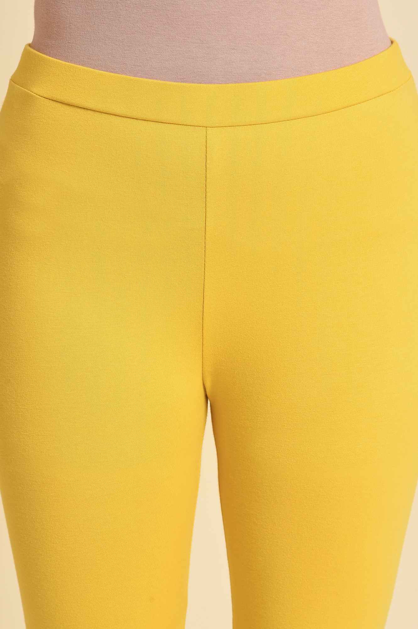 Yellow Cotton Jersey Tights - Image 6