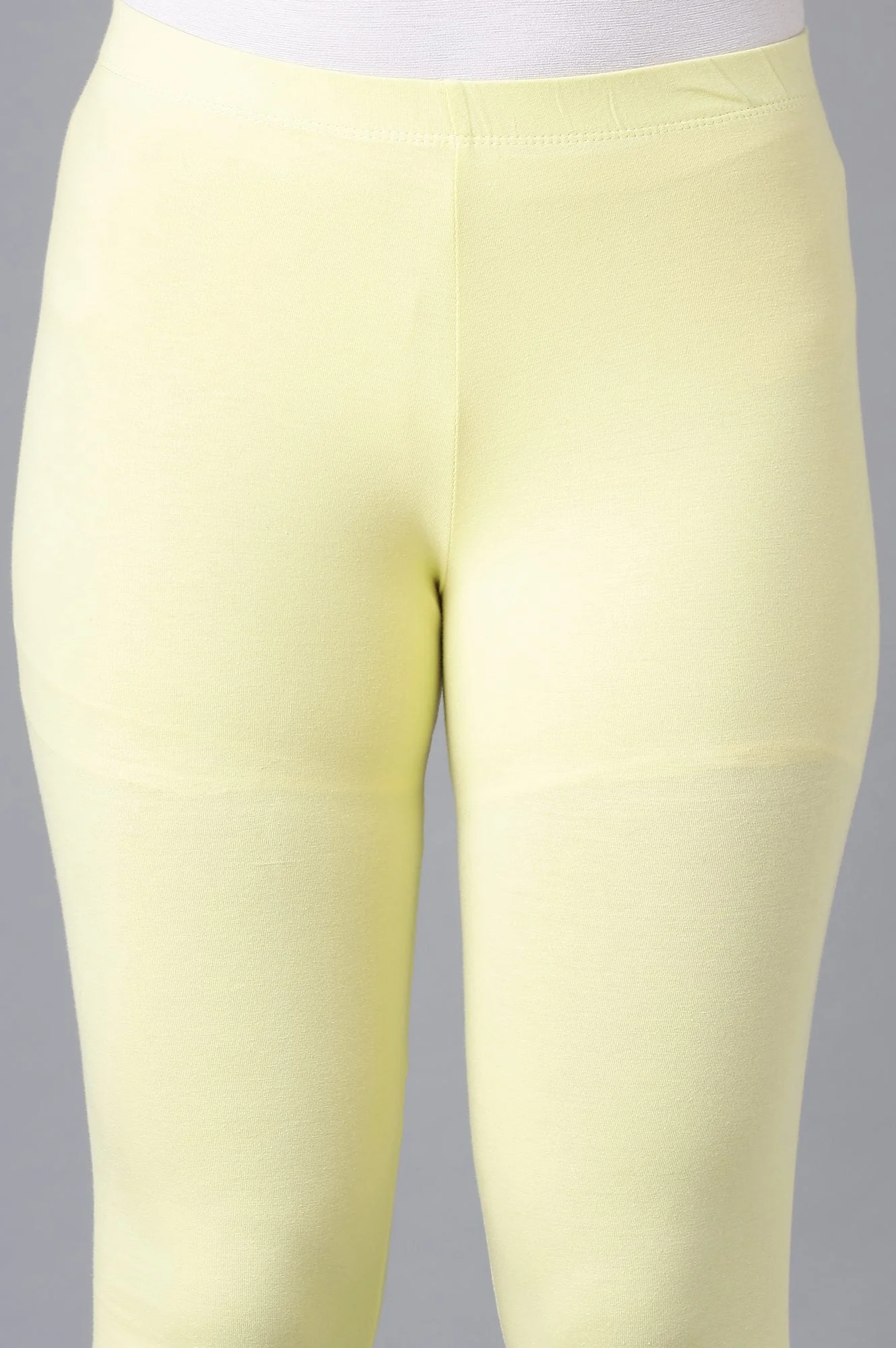 Yellow Solid Skinny Fit Cotton Tights With Elasticated Waistband - Image 6