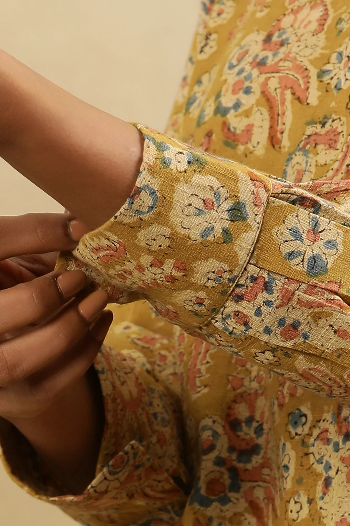 Yellow Floral Block Print V-Neck Top - Image 7