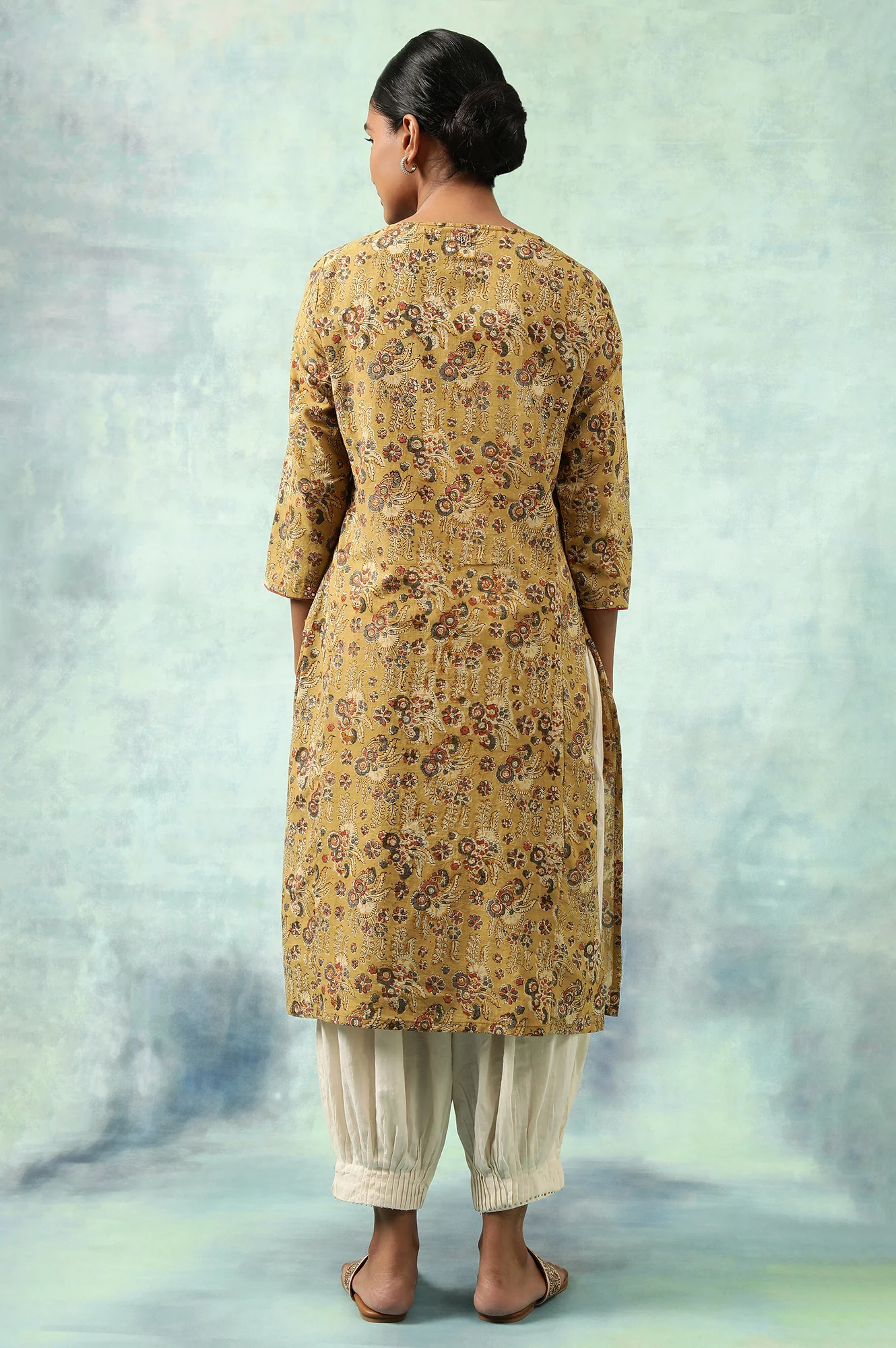 Yellow Hand Block Print kurta - Image 4