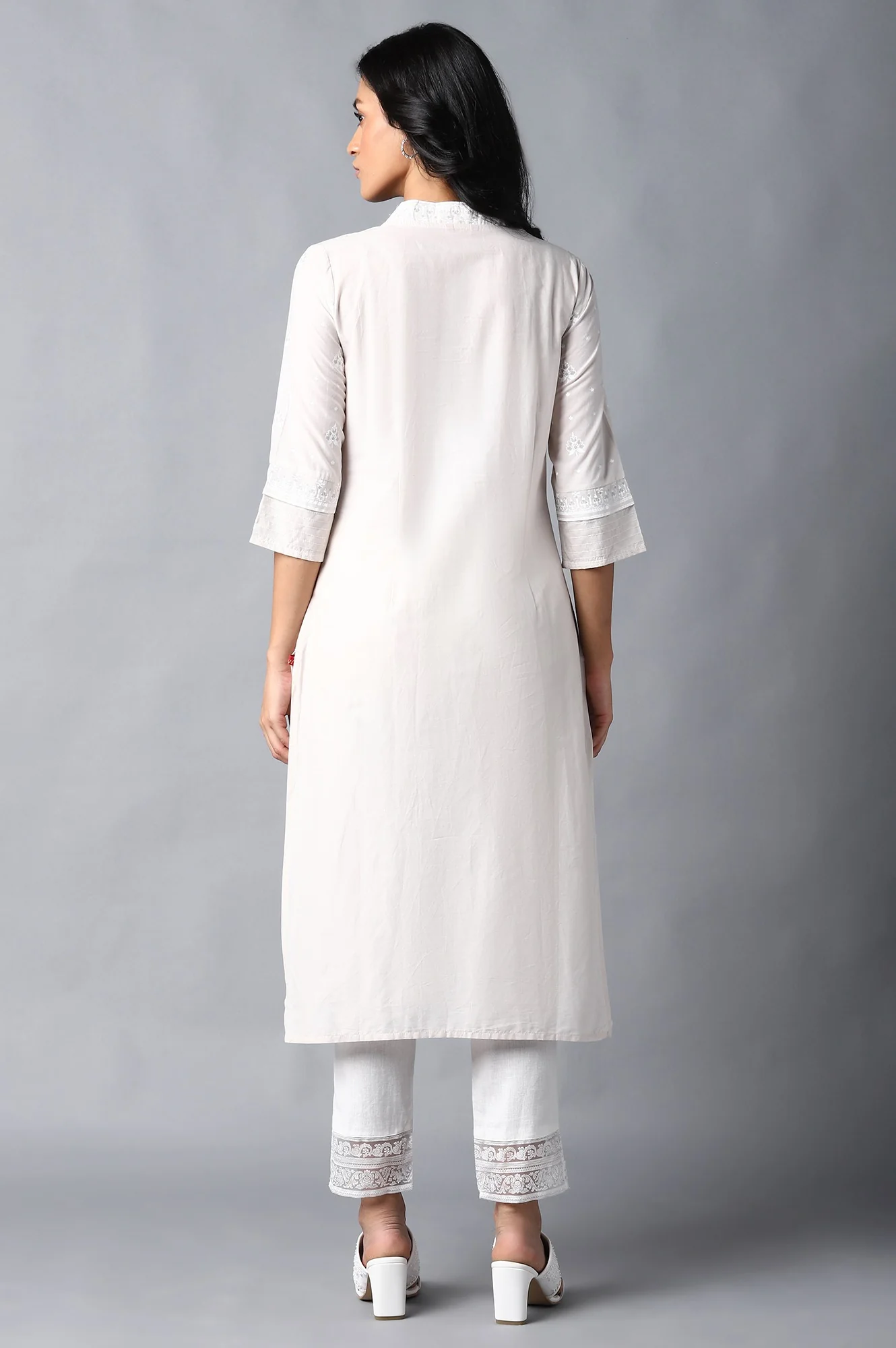 Yellow Mock Layer kurta & Palazzo Set - Image 2