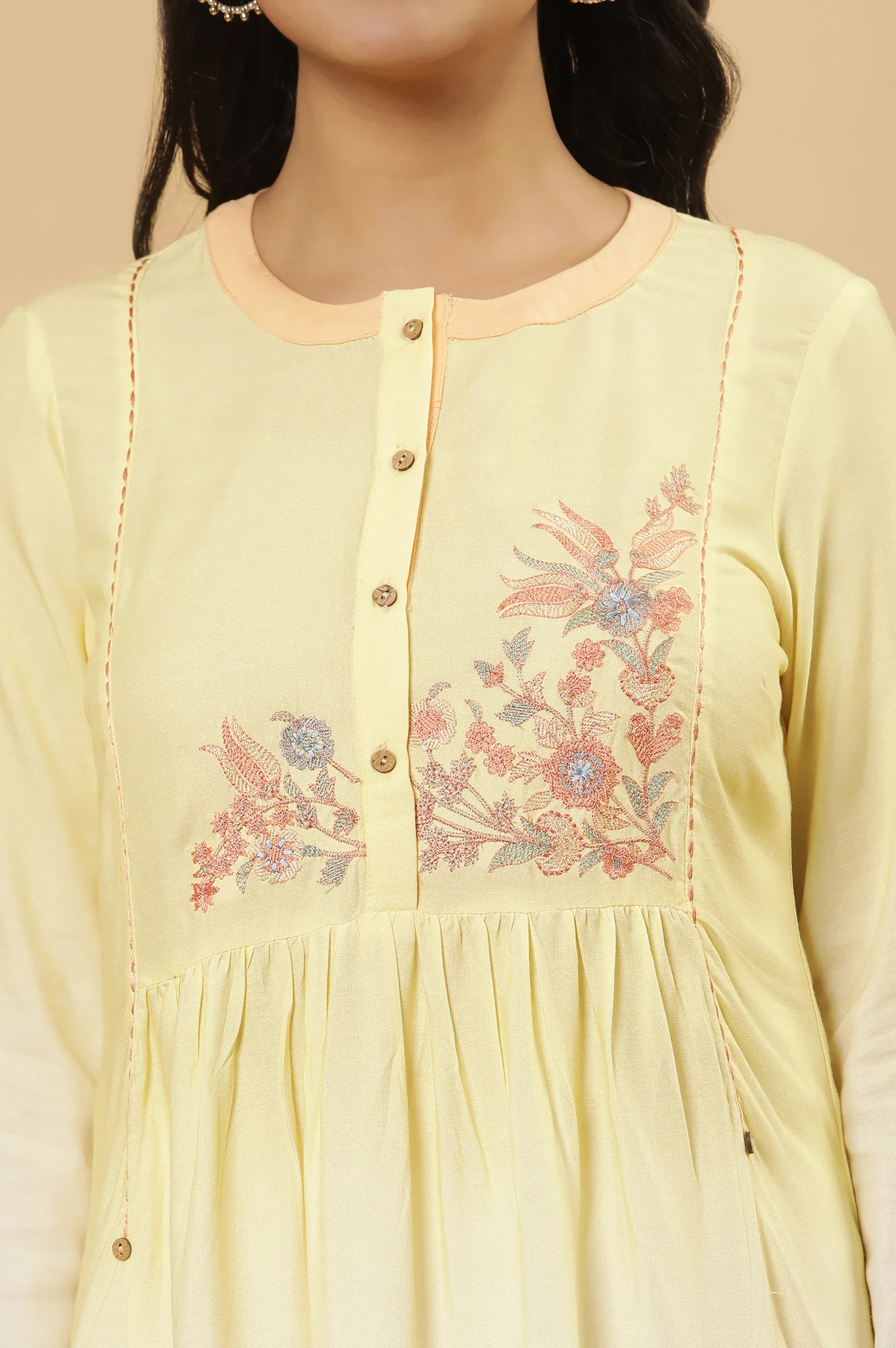 Yellow Ombre Embroidered Kurta And Tights Set - Image 6