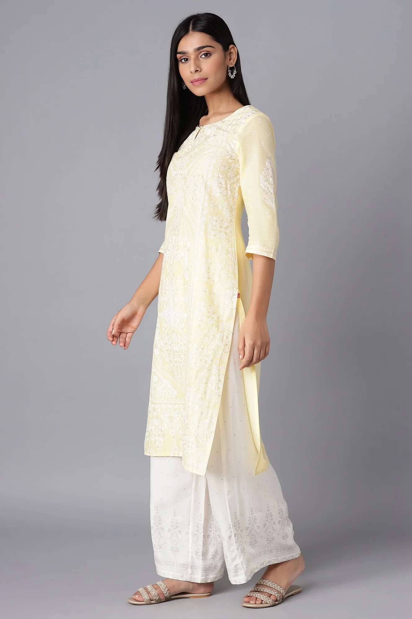 Yellow Printed kurta - Image 3