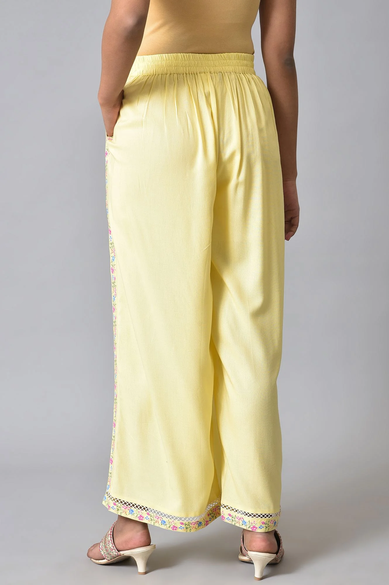 Yellow Printed Parallel Pants - Image 2