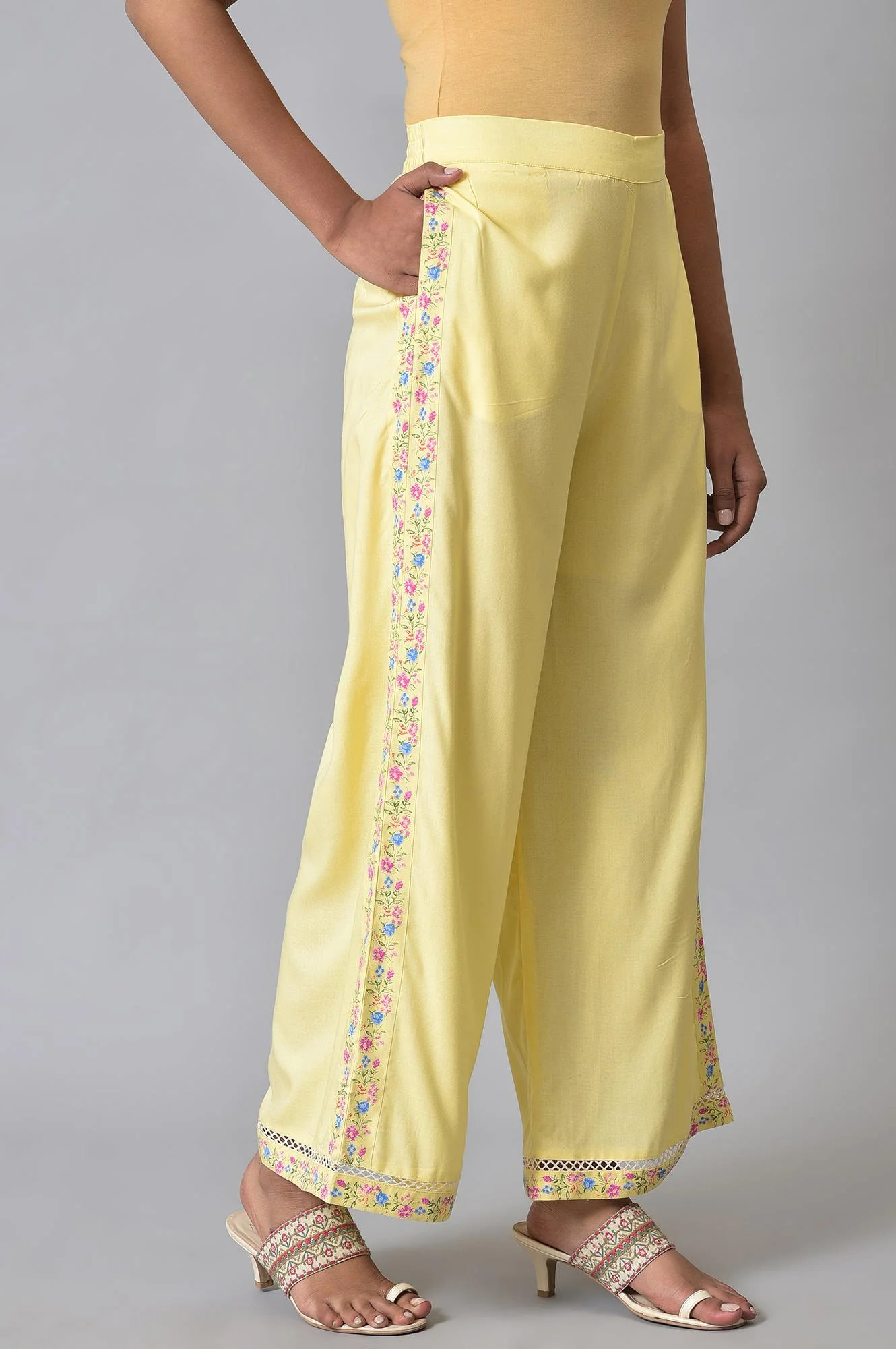 Yellow Printed Parallel Pants - Image 4