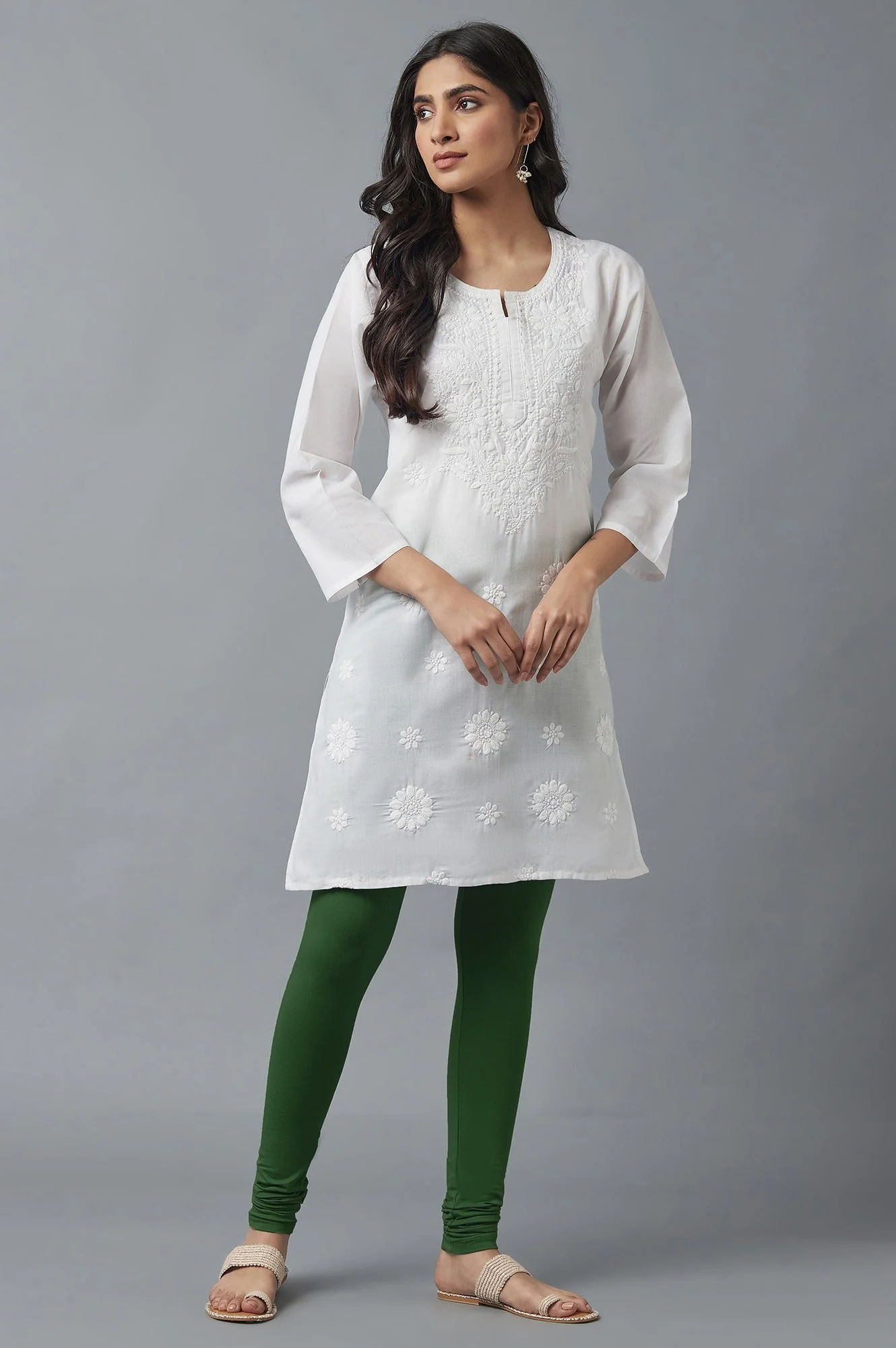 Green Skin Fit Churidar - Image 5