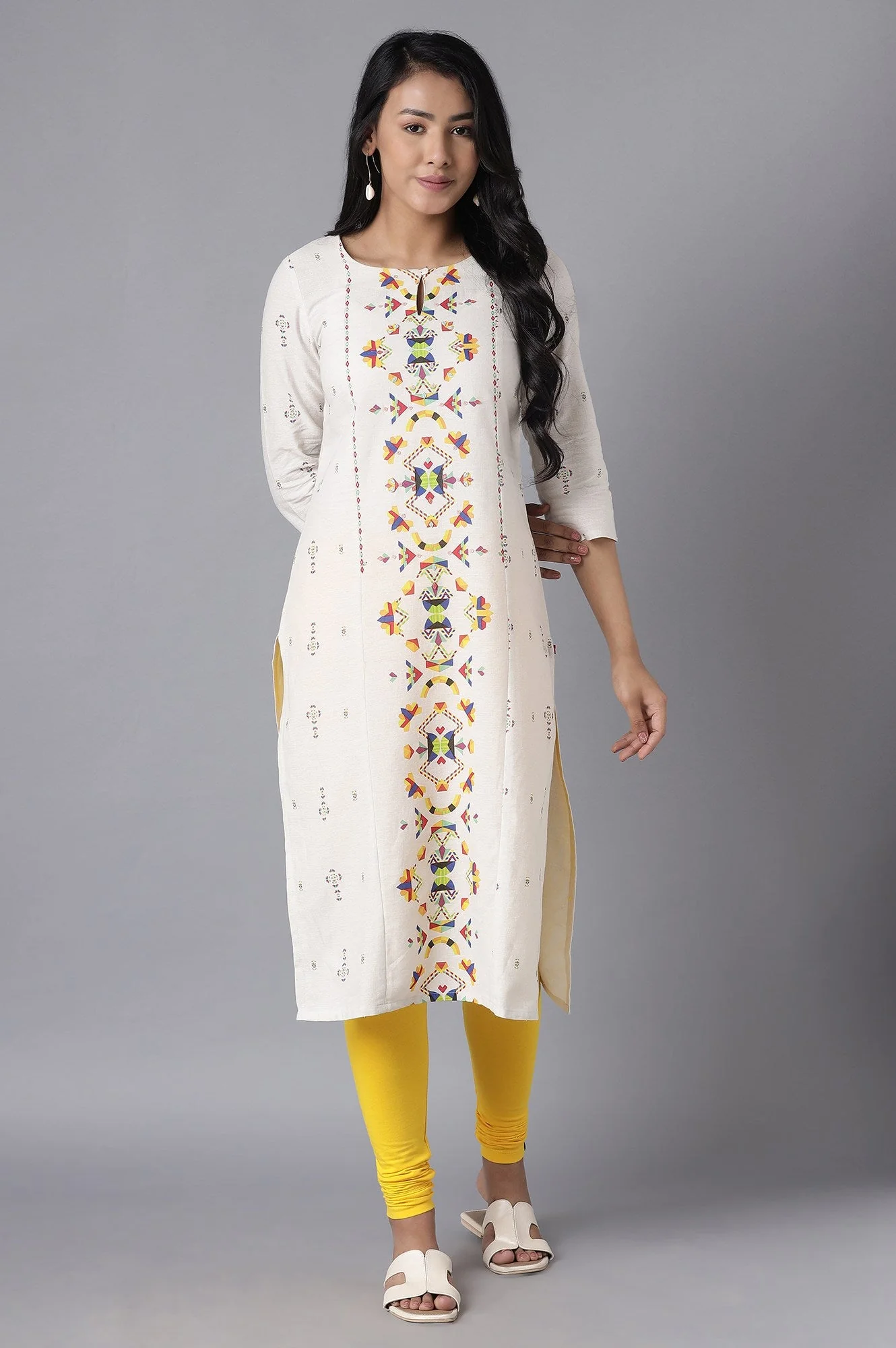 Yellow Skin Fit Churidar - Image 5