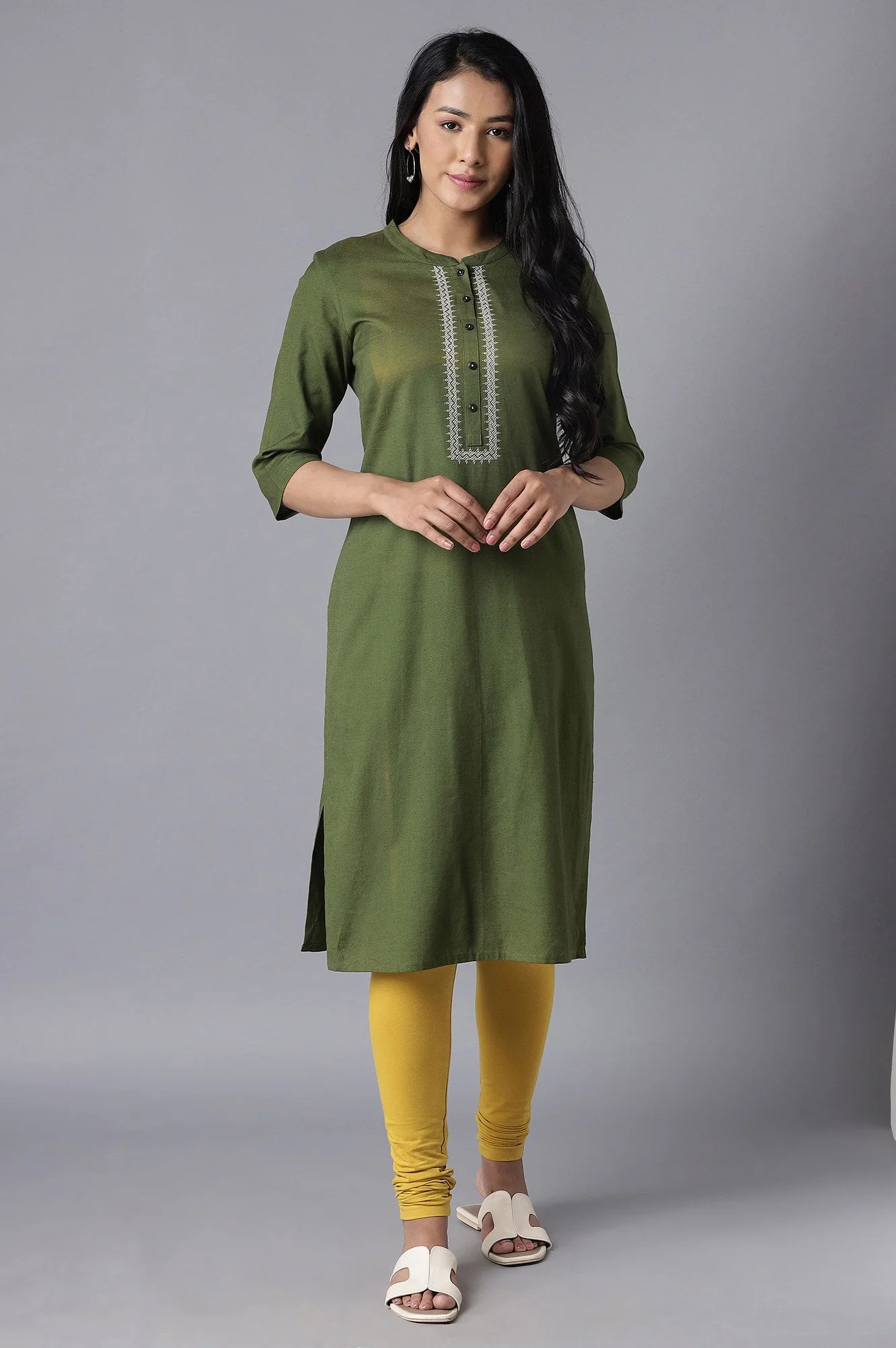 Yellow Skin Fit Churidar - Image 5