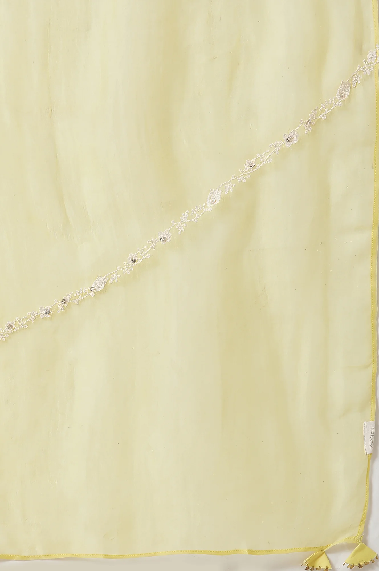 Yellow Solid Silk Organza Drape With Embroidery - Image 5