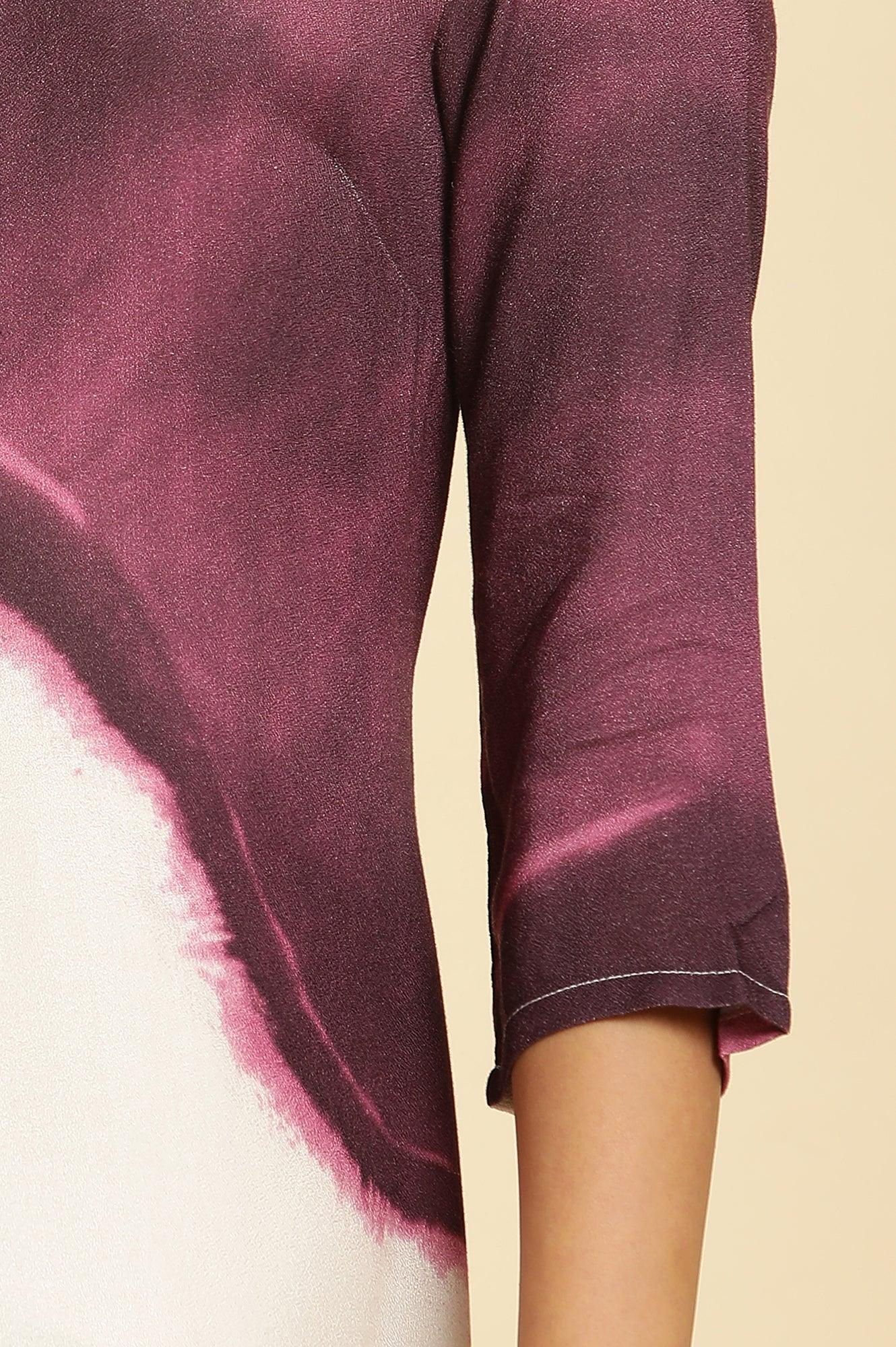 Purple And White Placement Print Asymmetrical Dress - Image 7