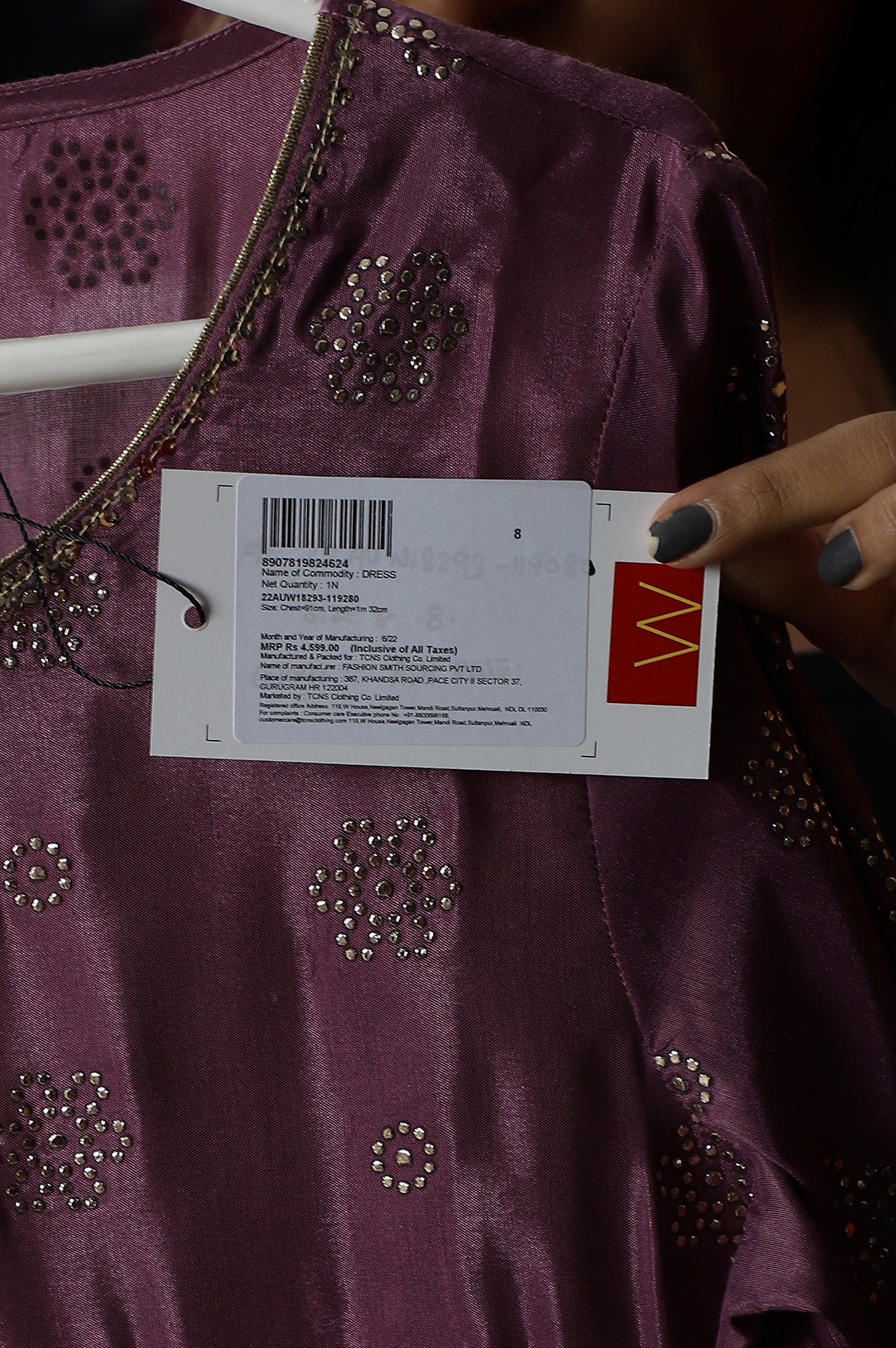 Purple Panelled Kalidar Ethnic Dress With Sequin - Image 9