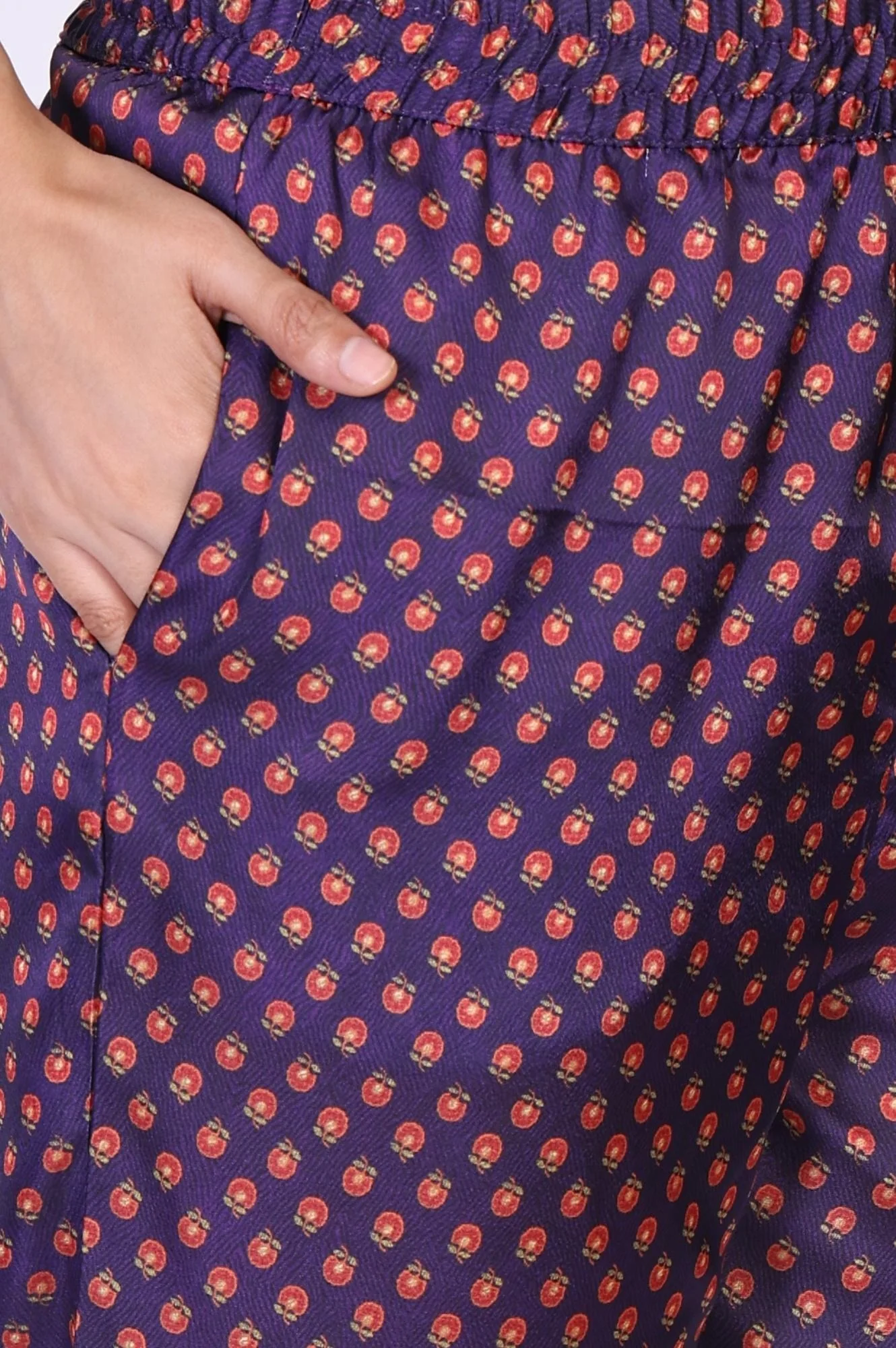 Purple Floral Printed Embroidered Straight Satin Kurta with Straight Pant and Dupatta Set - Image 9