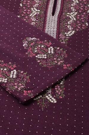 Purple Floral Printed Plus Size Winter kurta - Image 8