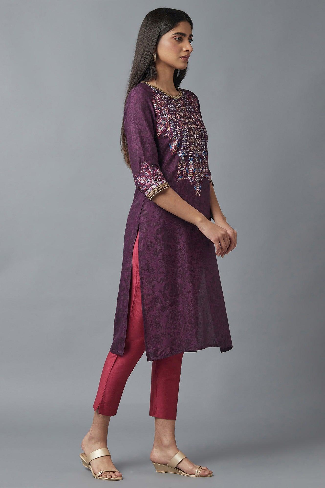 Purple Printed kurta - Image 4